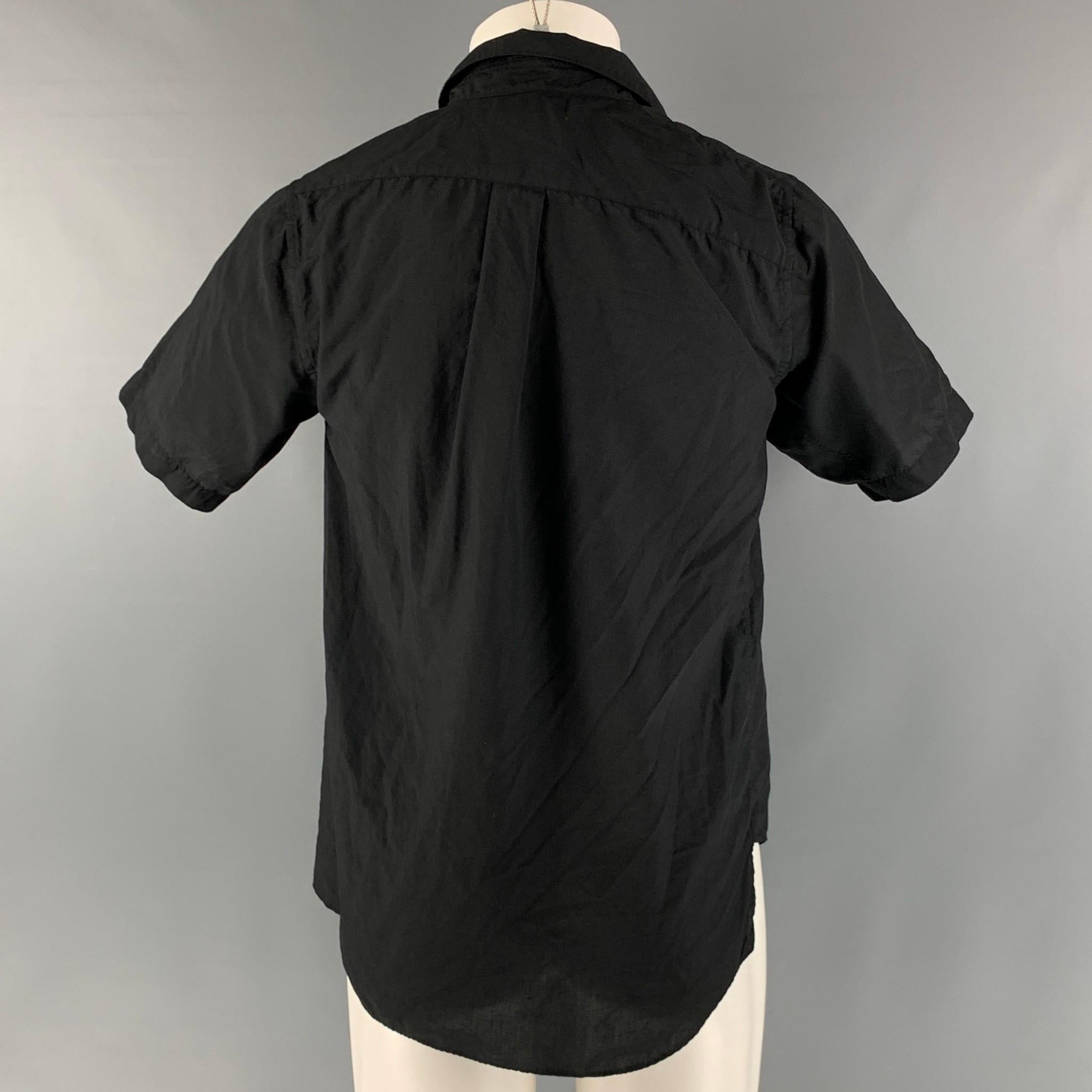Men's COMME des GARCONS Size S Black Polyester Asymmetrical Short Sleeve Shirt