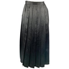 COMME des GARCONS Size S Black Satin Box Pleat A Line Skirt