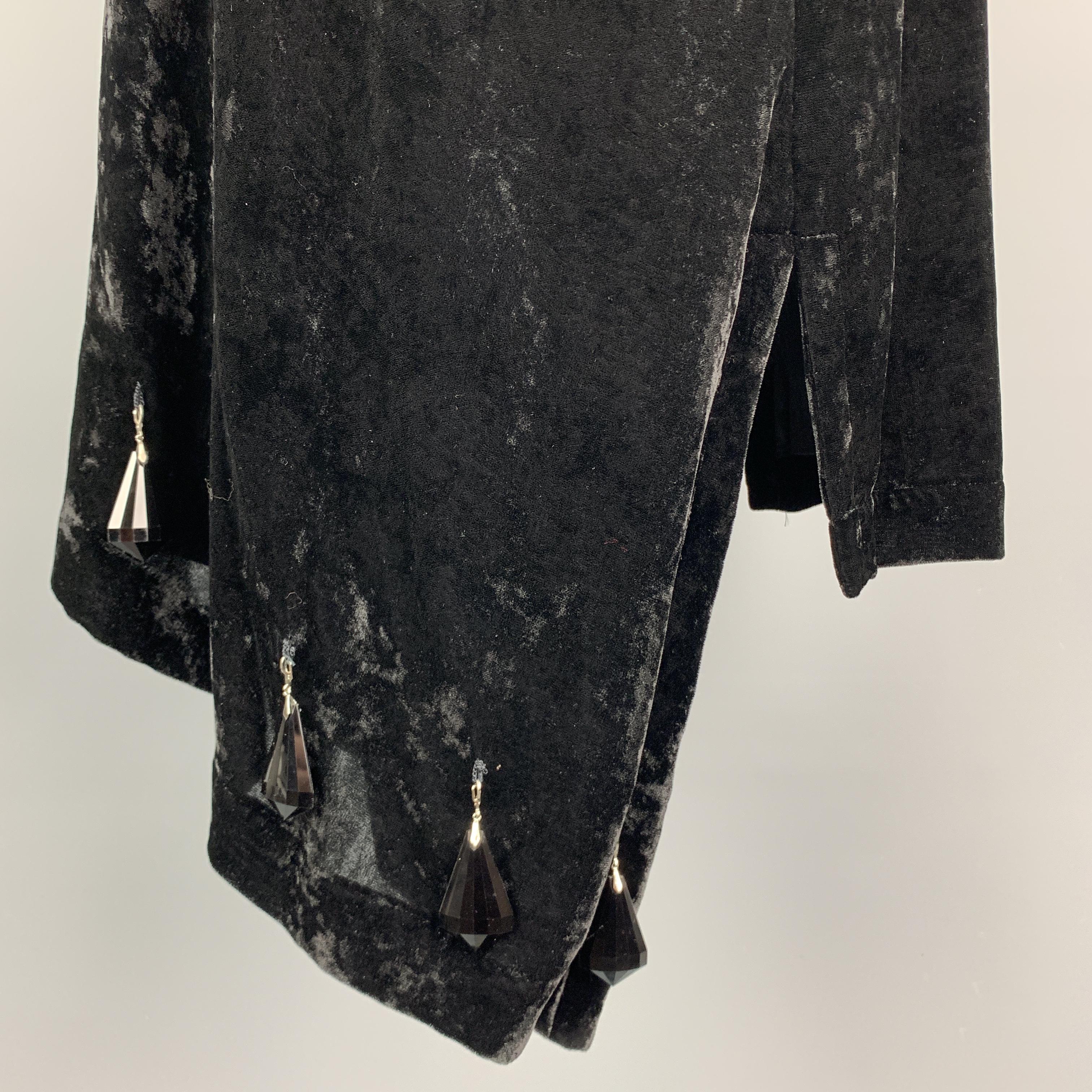 COMME des GARCONS Size S Black Velvet Asymmetrical Hem Black Beads Skirt In Excellent Condition In San Francisco, CA