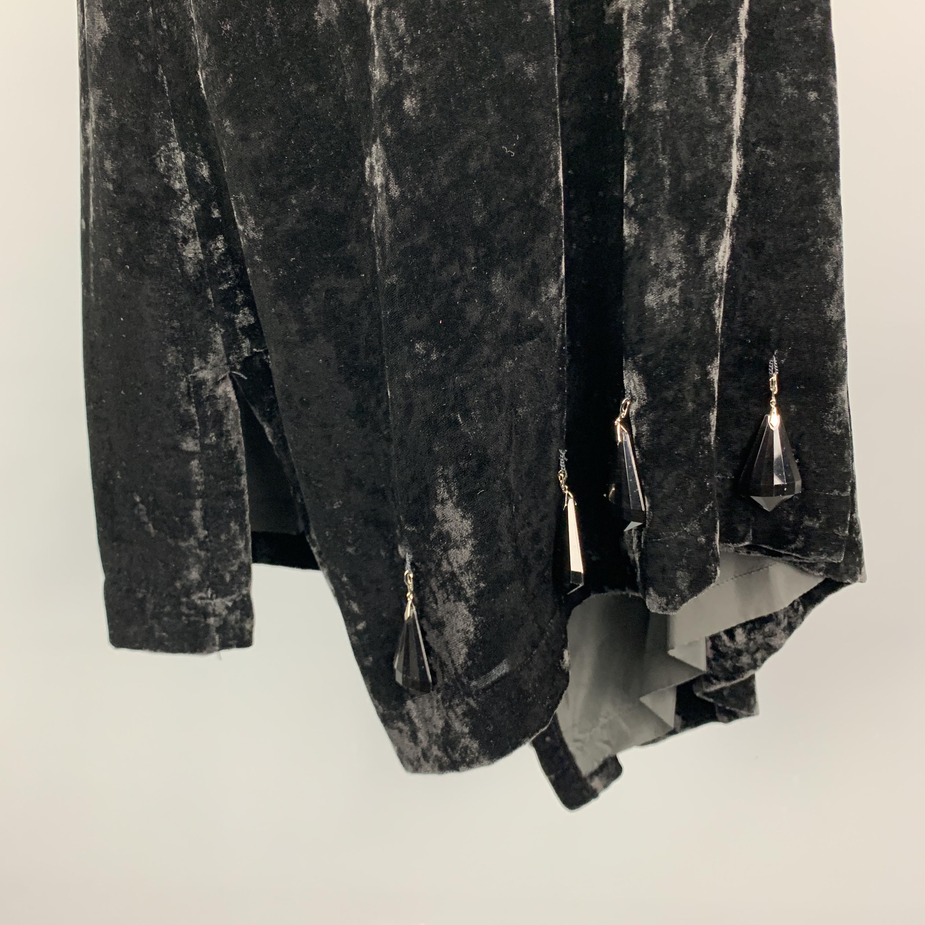 COMME des GARCONS Size S Black Velvet Asymmetrical Hem Black Beads Skirt 1