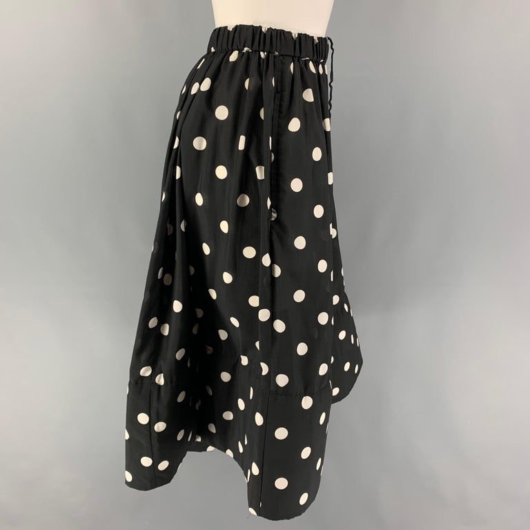 Vintage Off-White Black Polka Dot Pleated Satin Birthday Short Skirt Homecoming Dress cc4550