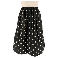 COMME des GARCONS Size S Black White Cotton Polka Dot Pleated Skirt (jupe plissée en coton à pois)