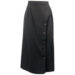 COMME des GARCONS Size S Black Wool Button Slit A Line Skirt