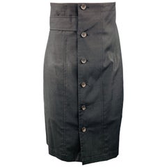 COMME des GARCONS Size S Black Wool Button Up Waistband Skirt