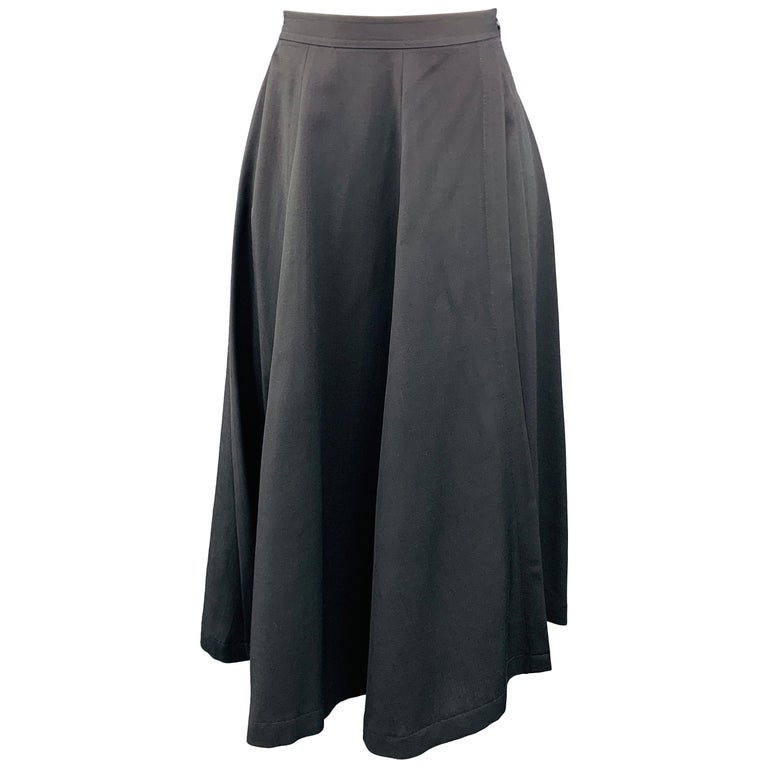 COMME des GARCONS Size S Black Wool Ruffle Full Wrap Slit Skirt at 1stDibs
