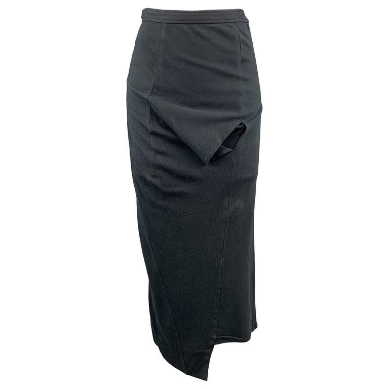 COMME des GARCONS Size S Charcoal Cotton Jersey Panel Pencil Skirt at ...