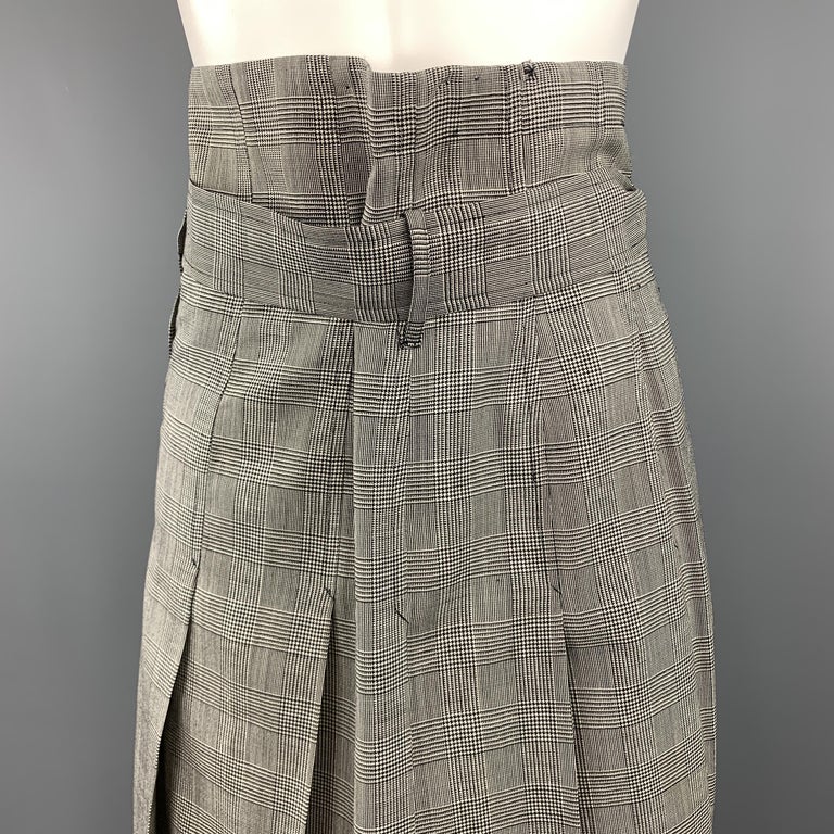 COMME des GARCONS Size S Grey Glenplaid Wool Pleated Waistband Skirt at ...