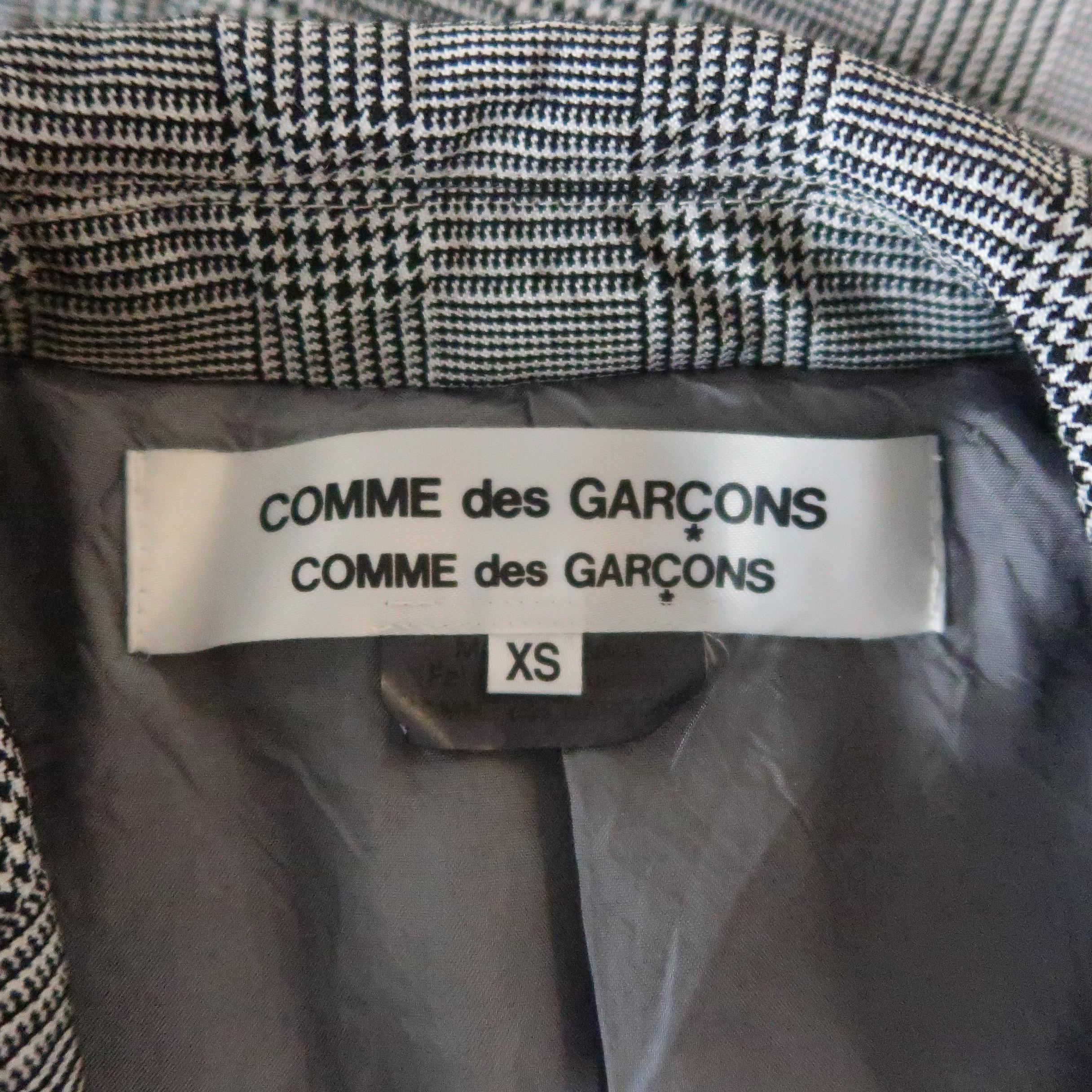 COMME des GARCONS Size XS Grey Wrinkle Glenplaid Wool Blend A Line Blazer 5