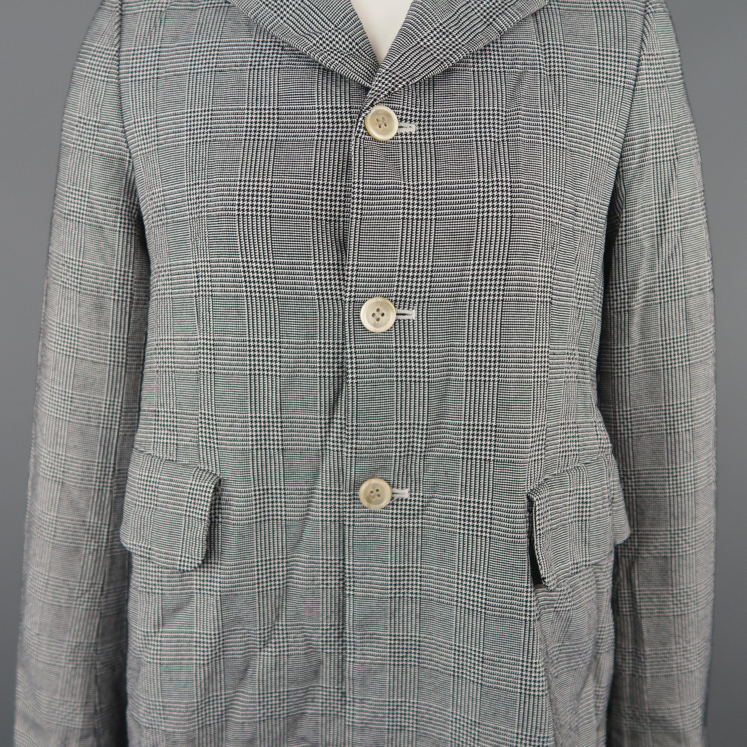 Gray COMME des GARCONS Size XS Grey Wrinkle Glenplaid Wool Blend A Line Blazer