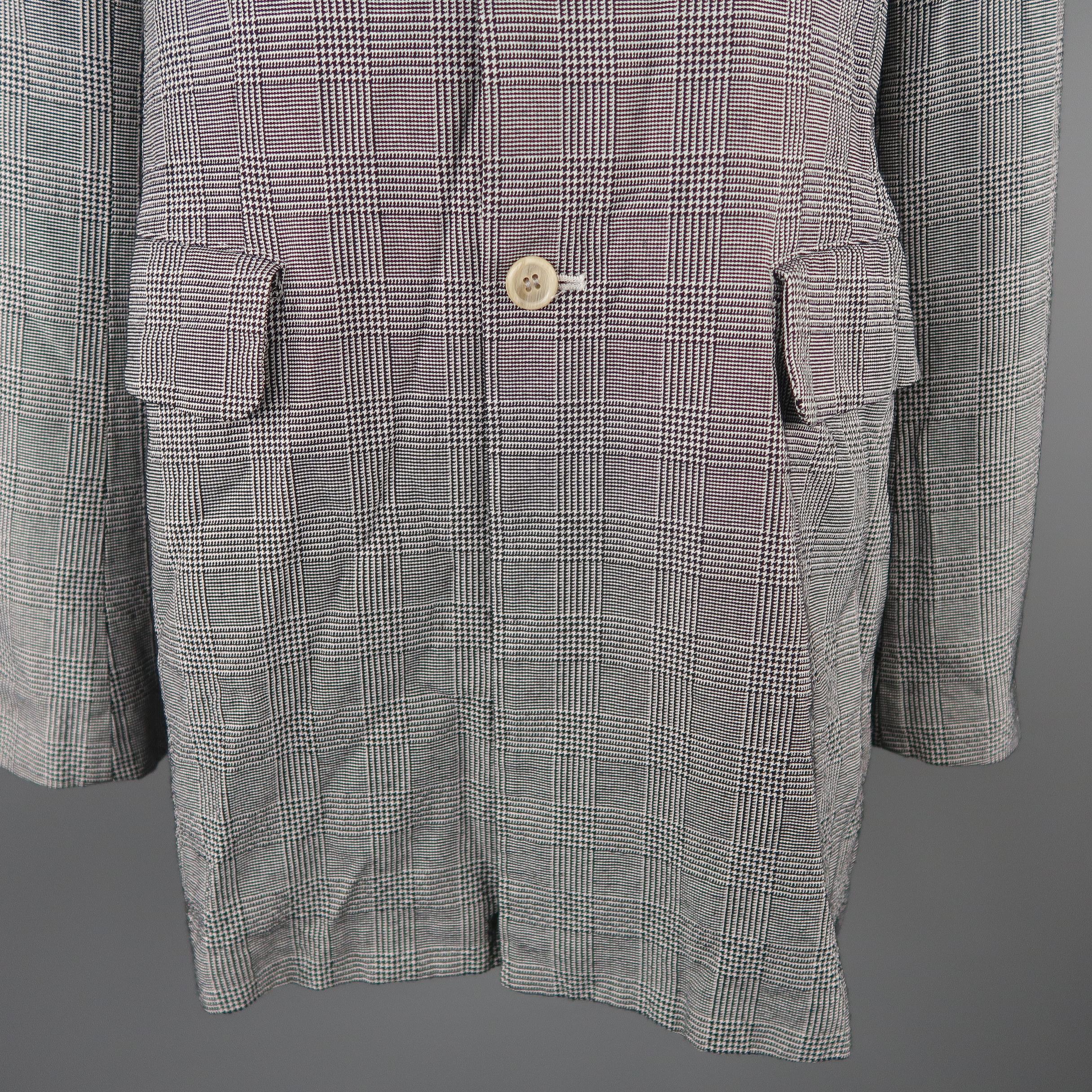 COMME des GARCONS Size XS Grey Wrinkle Glenplaid Wool Blend A Line Blazer In Excellent Condition In San Francisco, CA