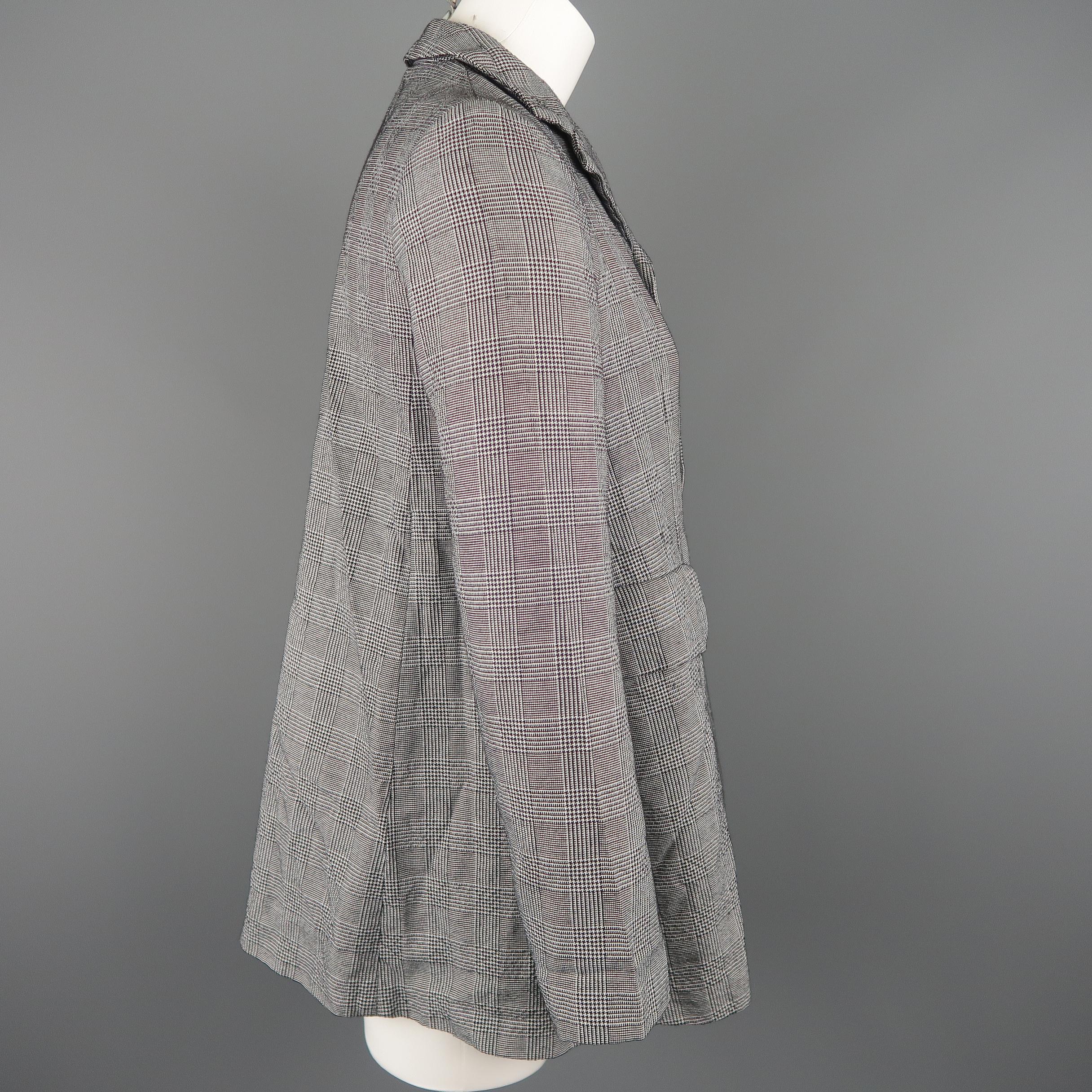 COMME des GARCONS Size XS Grey Wrinkle Glenplaid Wool Blend A Line Blazer 1