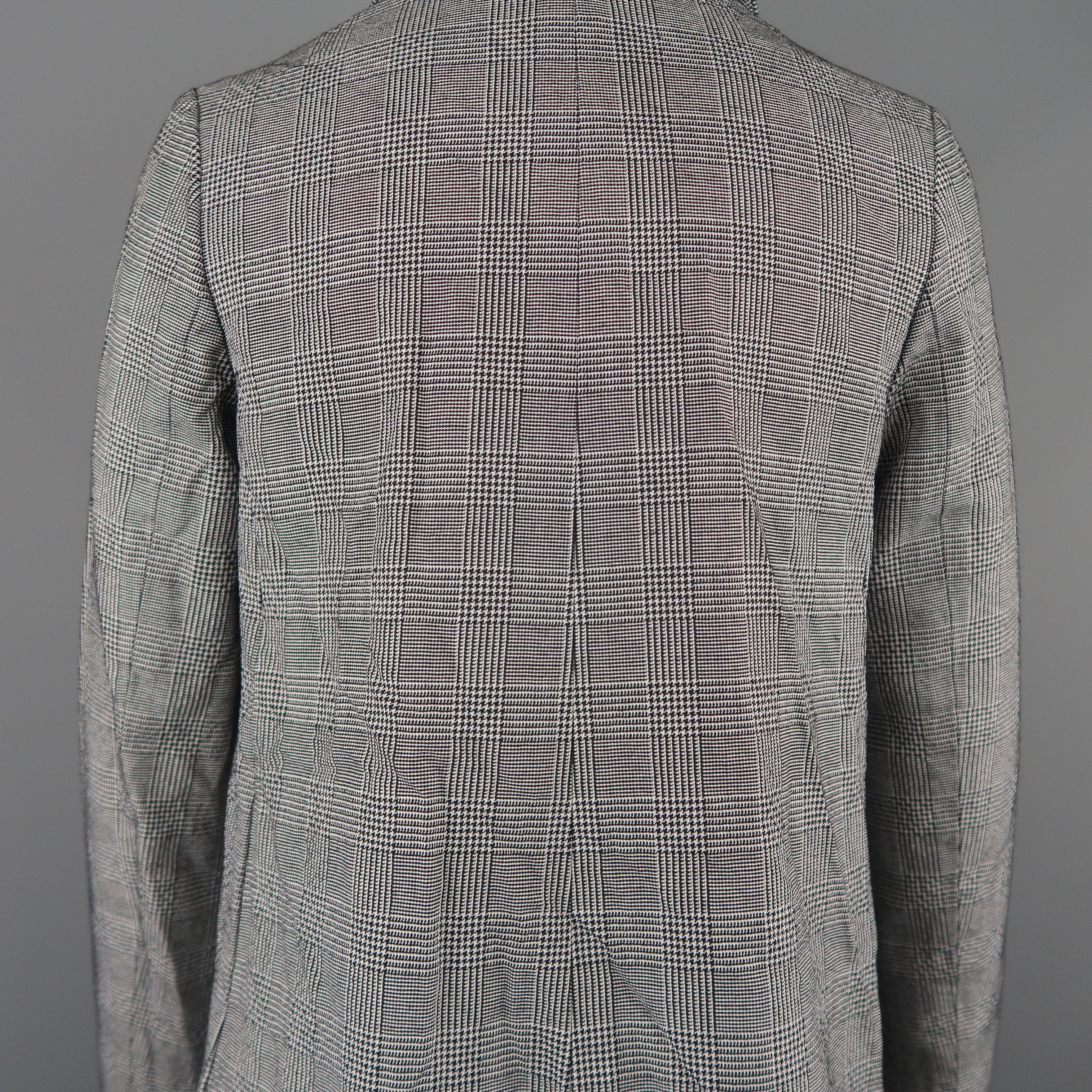 COMME des GARCONS Size XS Grey Wrinkle Glenplaid Wool Blend A Line Blazer 4