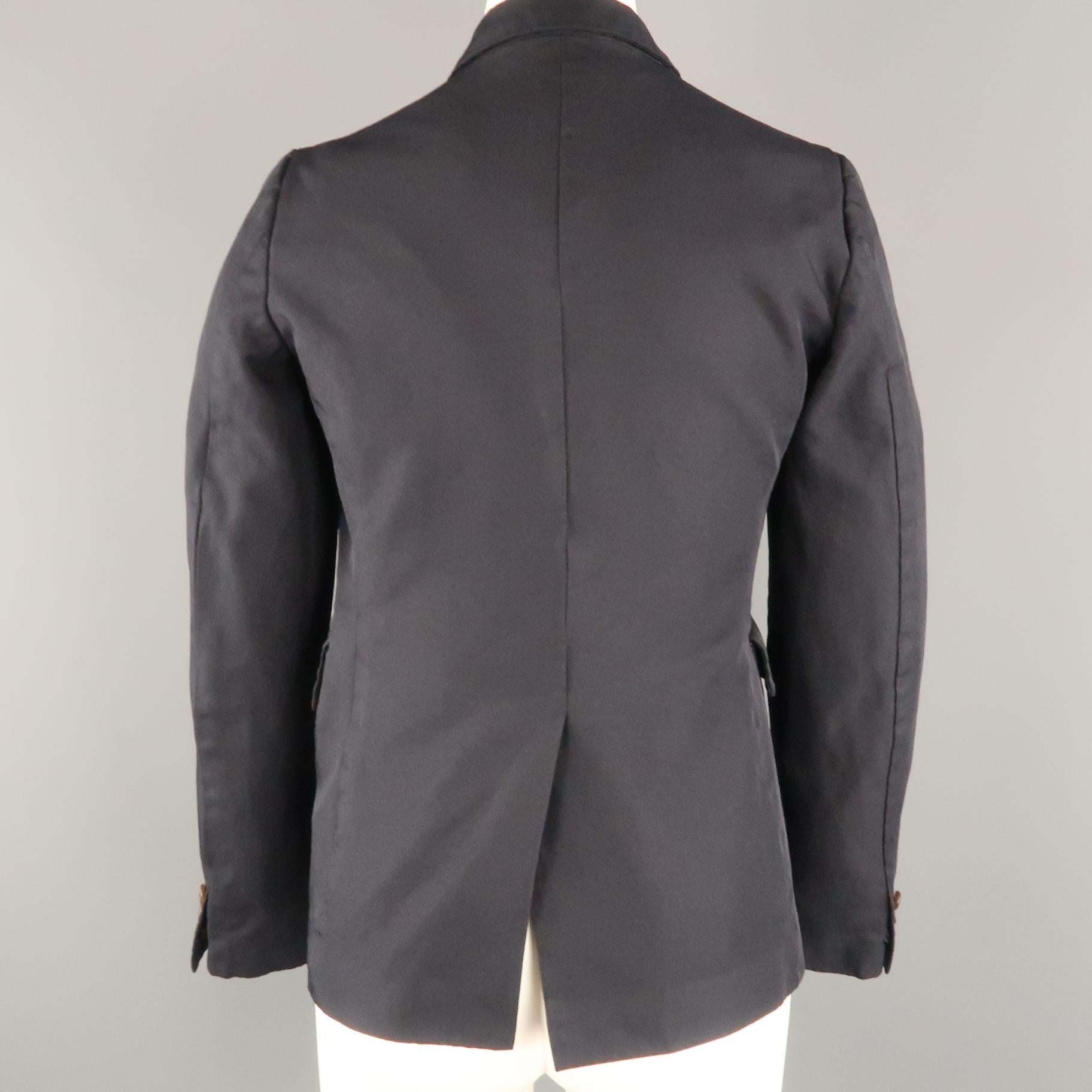 Women's COMME des GARCONS Size XS Navy Ruffle Cutout Notch Lapel Blazer Jacket