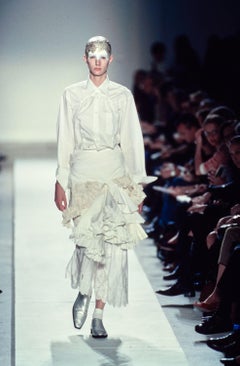 Comme des Garçons Spring 2002 Cream and White Layered Ruffled Wrap Skirt