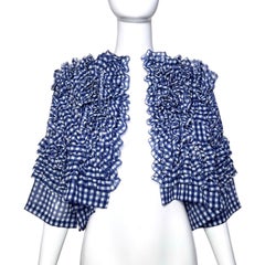 Comme des Garçons Spring 2008 Blue Gingham Chiffon Ruffled Bolero