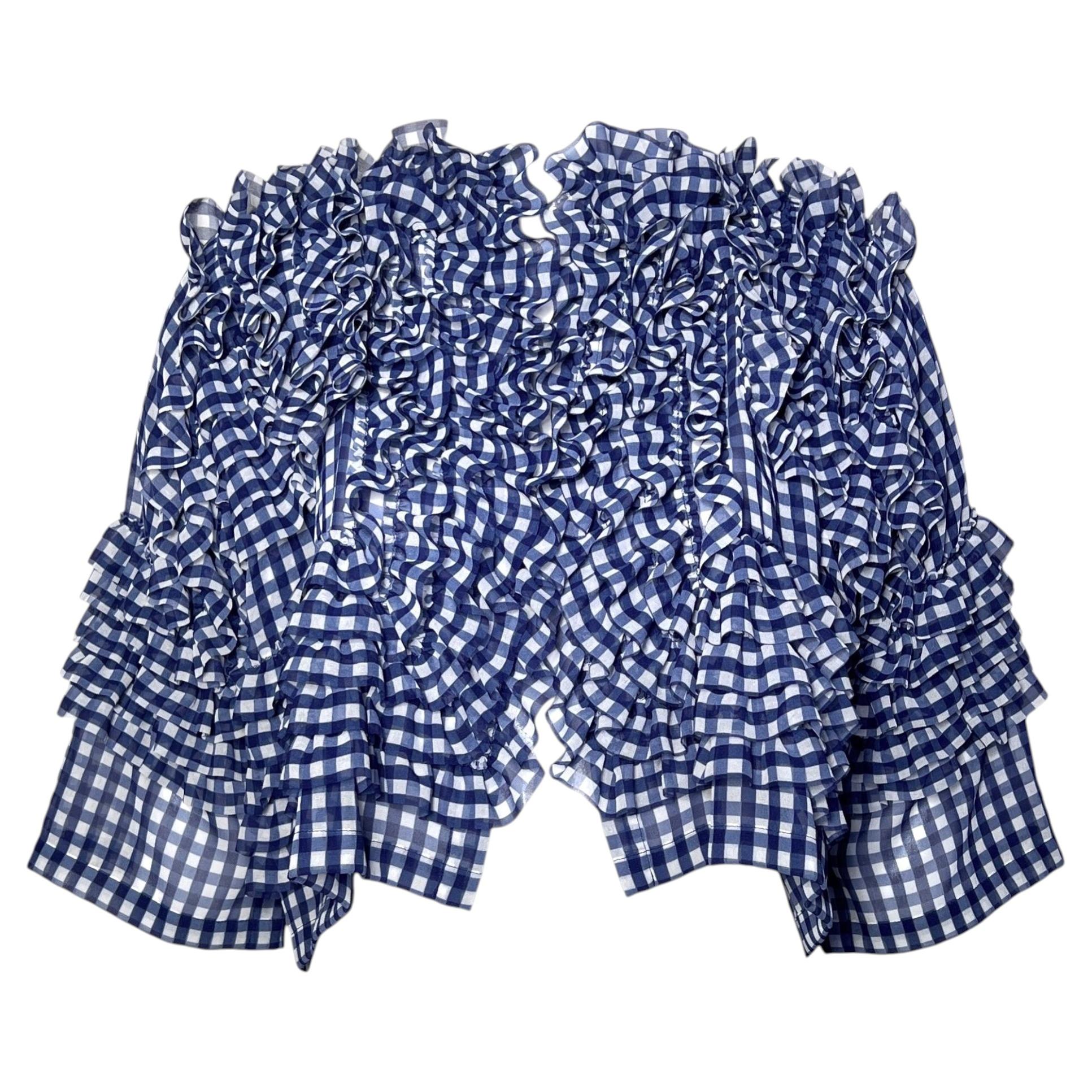 Comme des Garçons Spring 2008 Blue Gingham Chiffon Ruffled Bolero For Sale