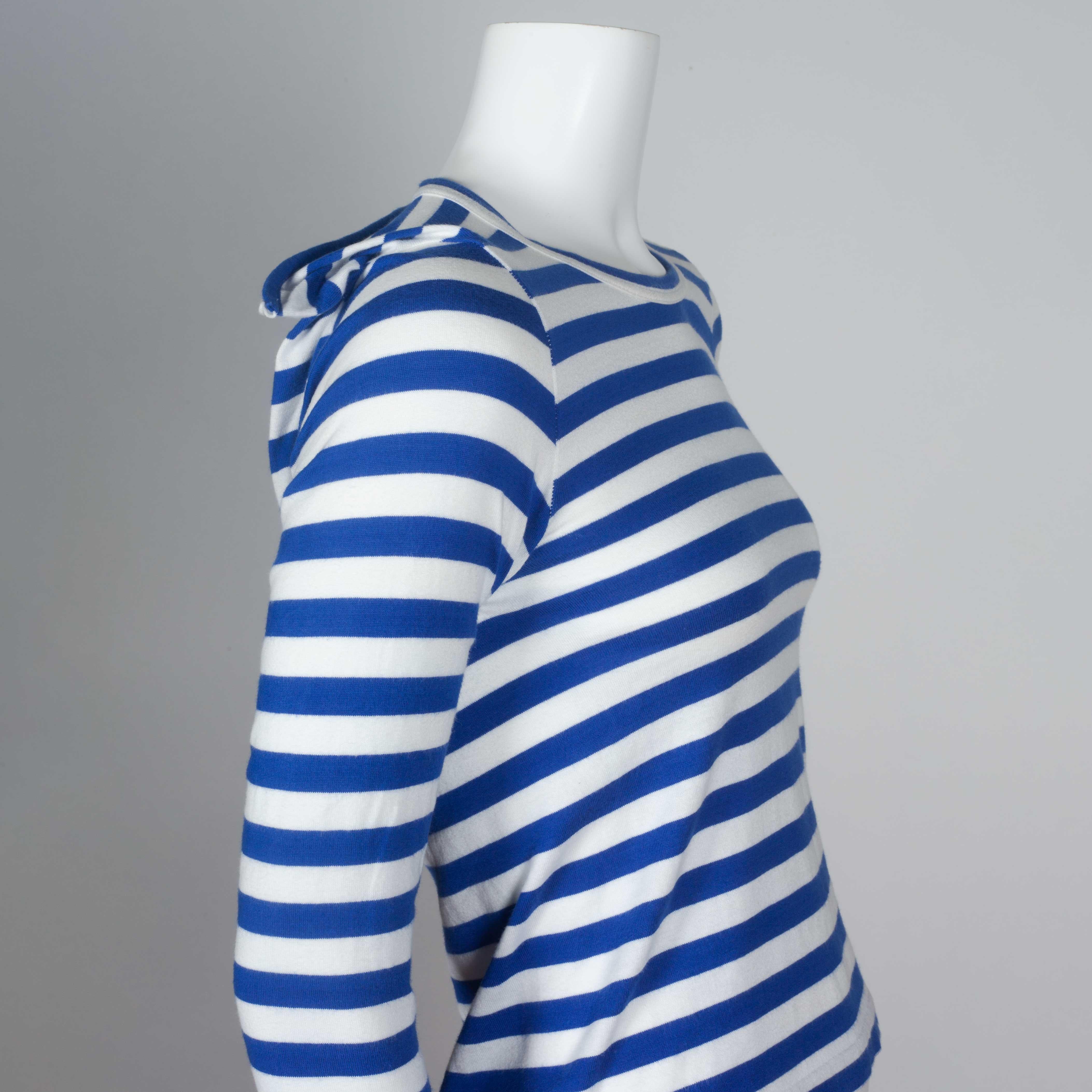Women's or Men's Comme des Garçons Square Navy Blue Striped Shirt, 2007