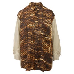 Comme des Garçons SS 1992 90s Rei Kawakubo Beige & Brown Printed Shirt JP S
