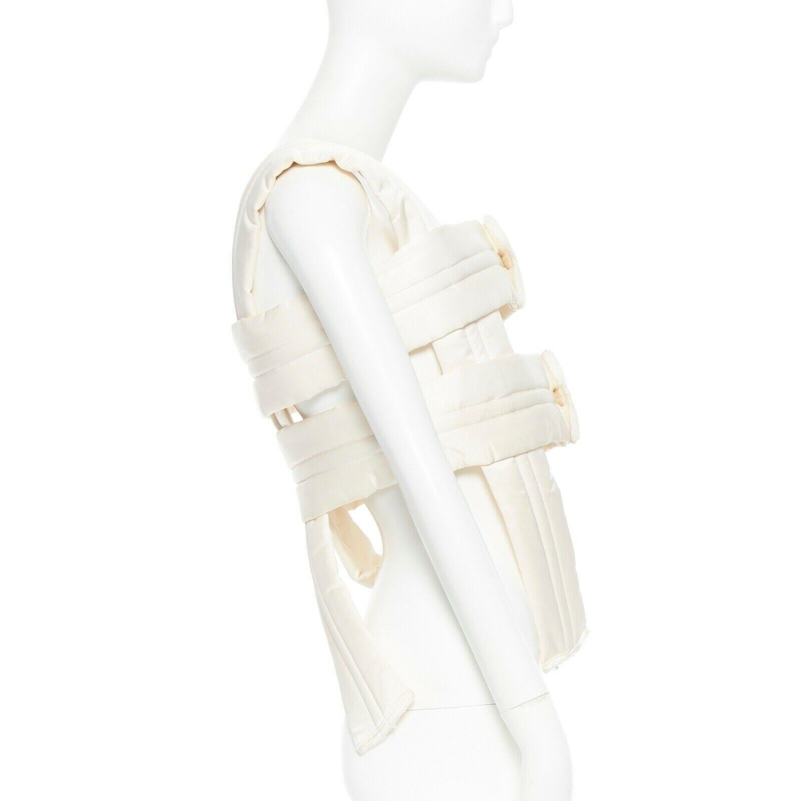 White COMME DES GARCONS SS12 cream white boned padded harness caged vest top M