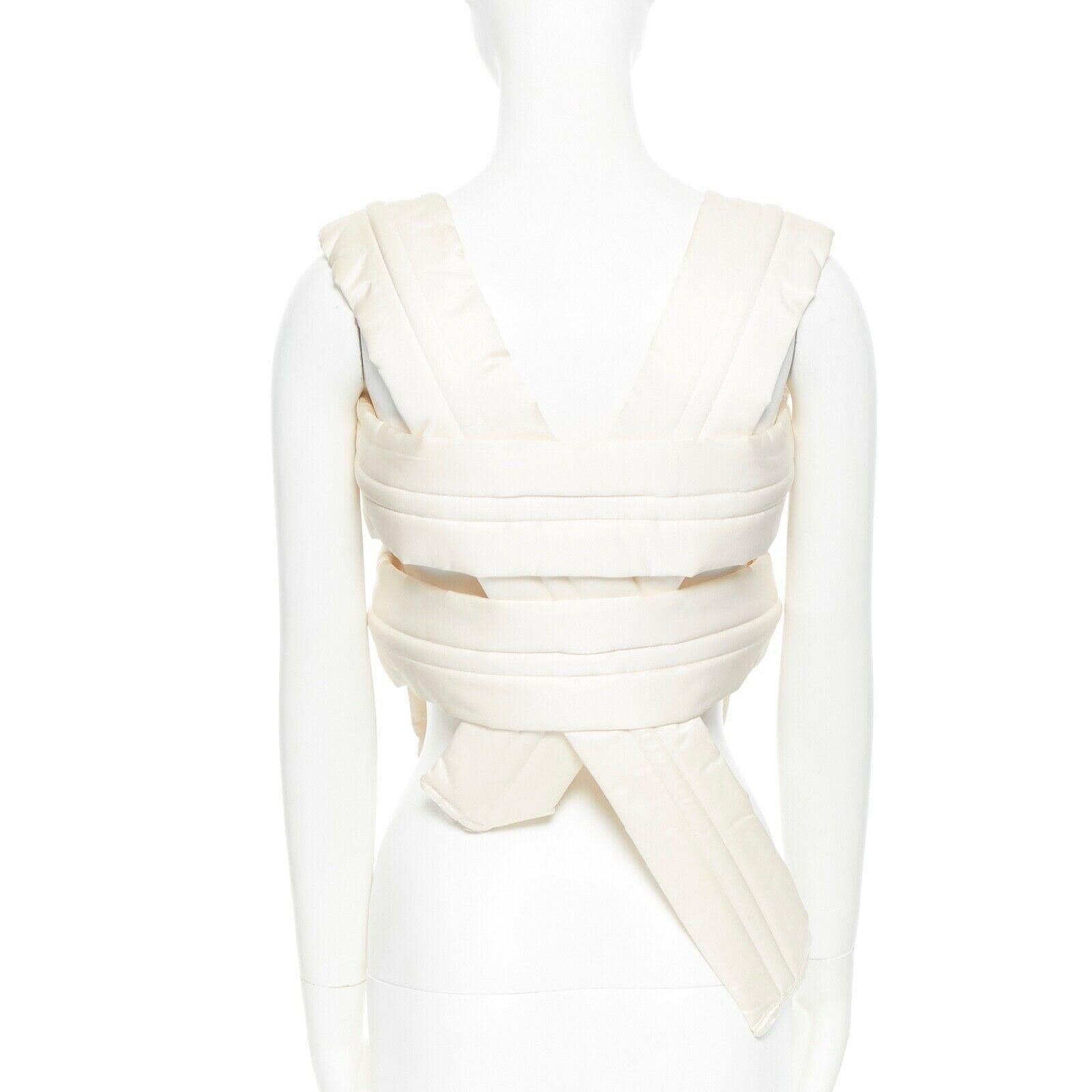 COMME DES GARCONS SS12 cream white boned padded harness caged vest top M In Good Condition In Hong Kong, NT