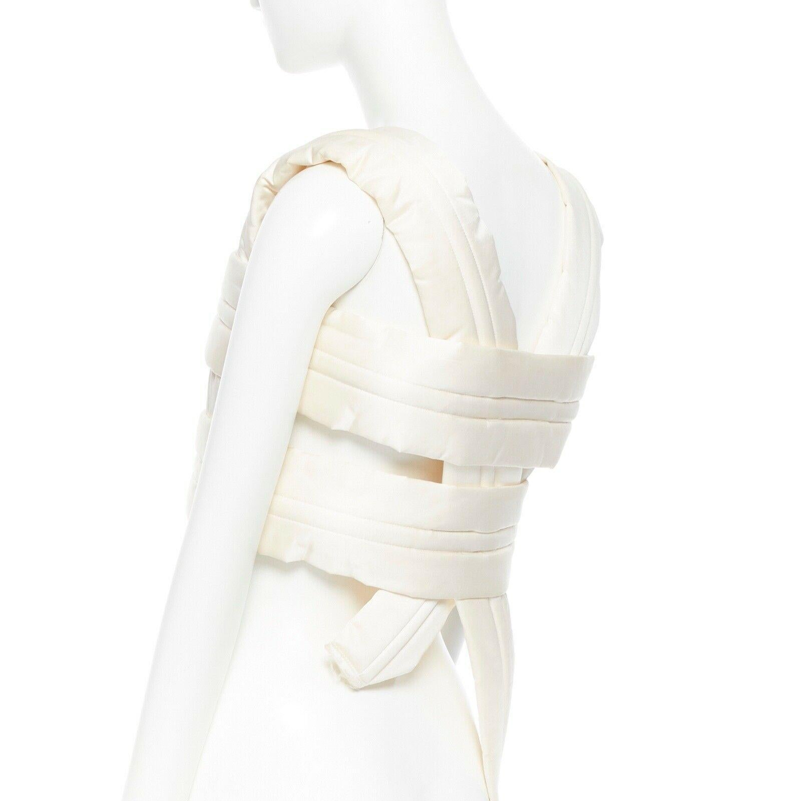 Women's COMME DES GARCONS SS12 cream white boned padded harness caged vest top M