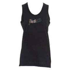 COMME DES GARCONS SS1992 black cotton ethnic raw patch vest tank top S