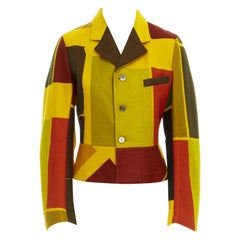 COMME DES GARCONS SS1996 yellow red abstract colorblock felt blazer jacket M
