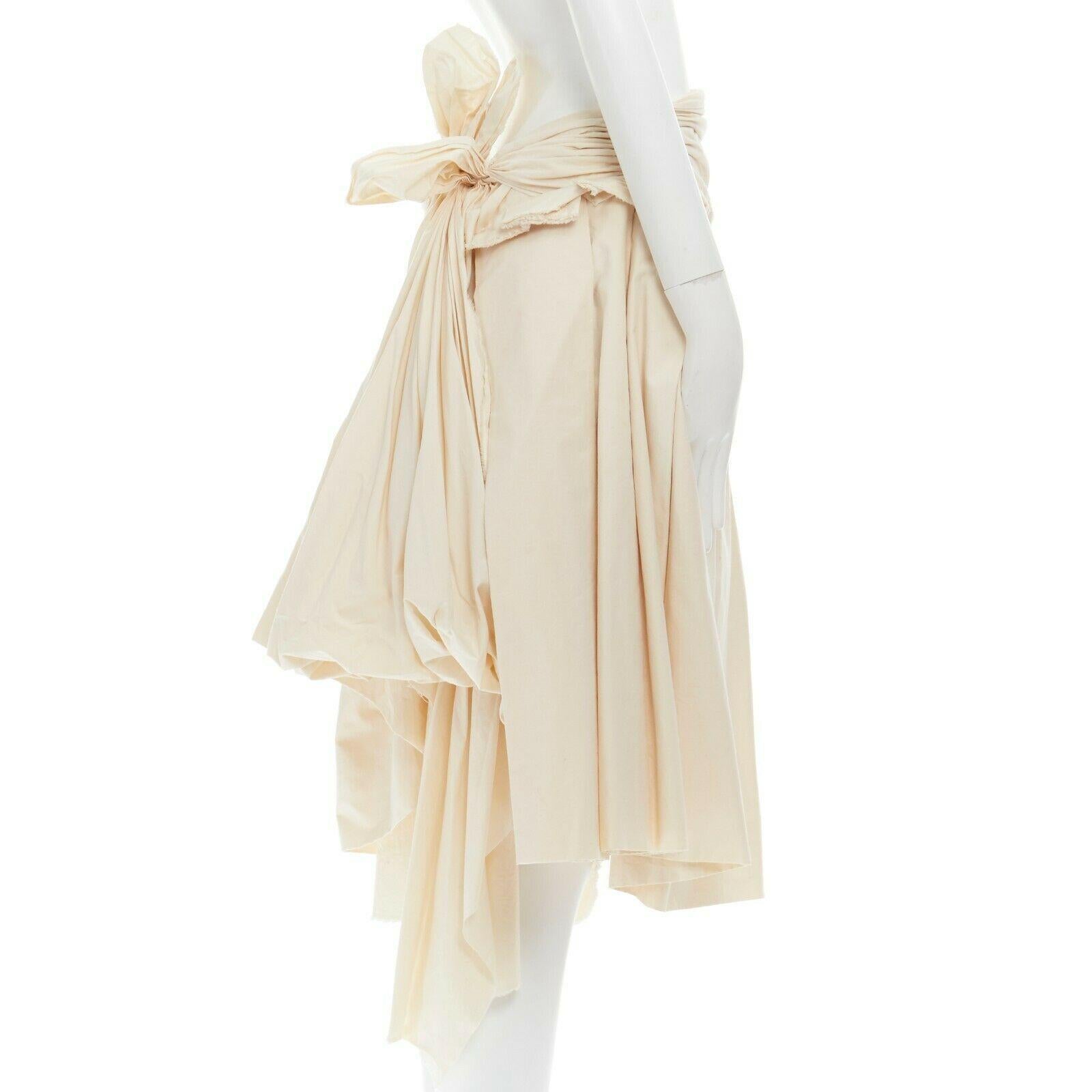 Women's COMME DES GARCONS SS2006 beige cotton pleated bow bustle layered skirt S 27