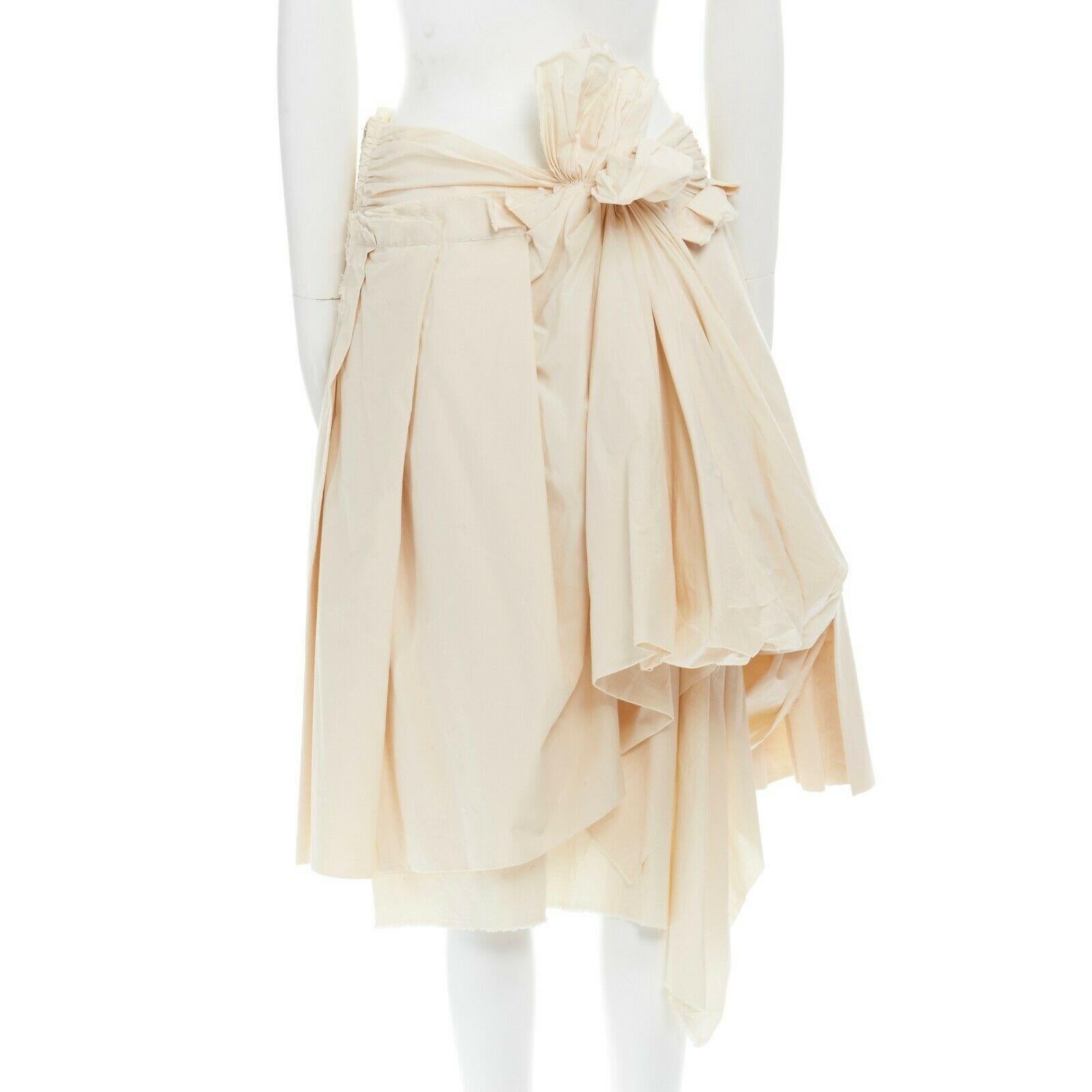 COMME DES GARCONS SS2006 beige cotton pleated bow bustle layered skirt S 27