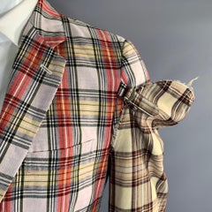 COMME des GARCONS SS2014 M White Red & Yellow Plaid Notch Lapel Sport Coat