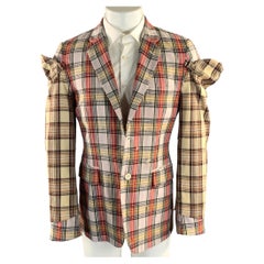 COMME des GARCONS SS2014 M White Red & Yellow Plaid Notch Lapel Sport Coat