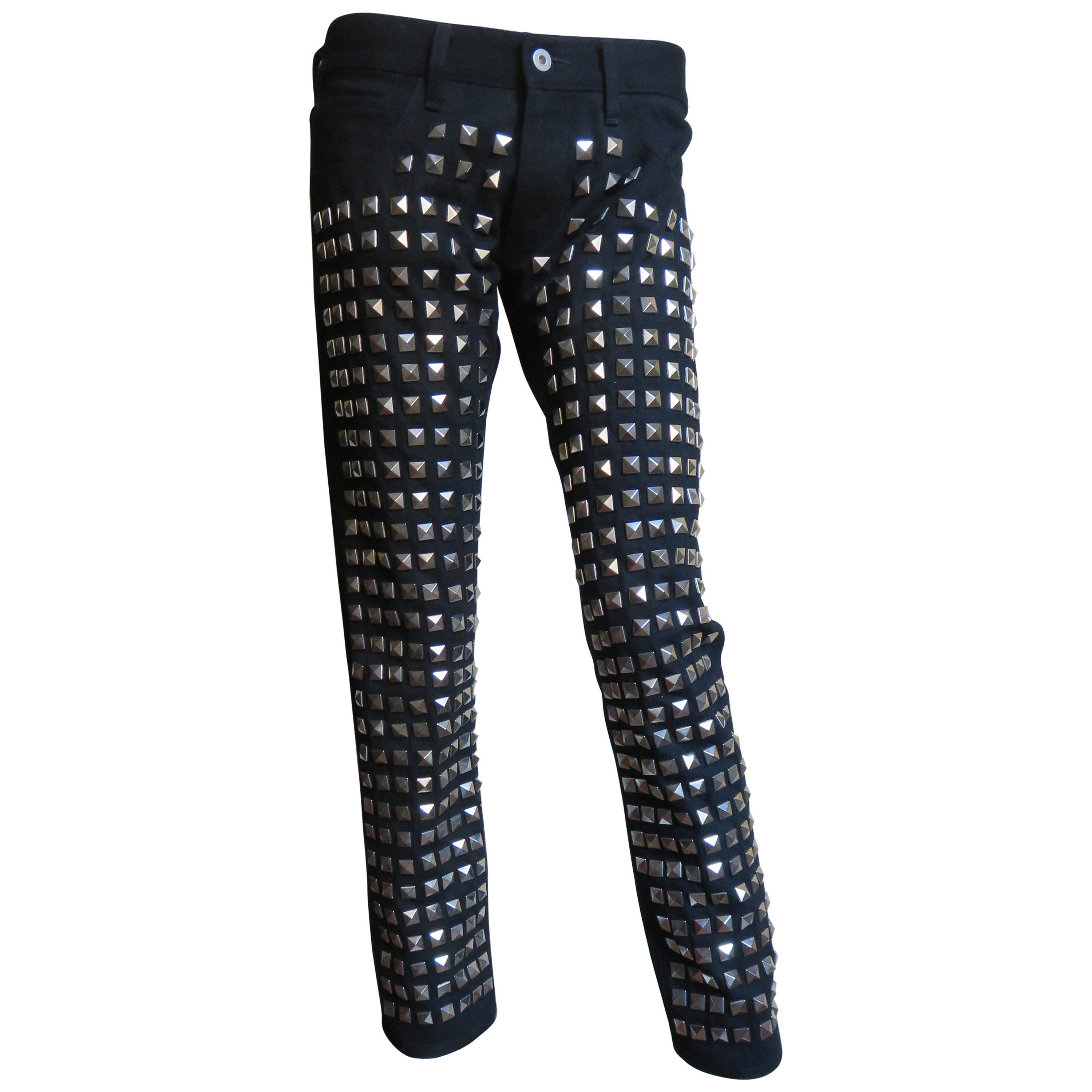 Pantaloni neri borchiati Comme des Garcons AD 2015 in vendita