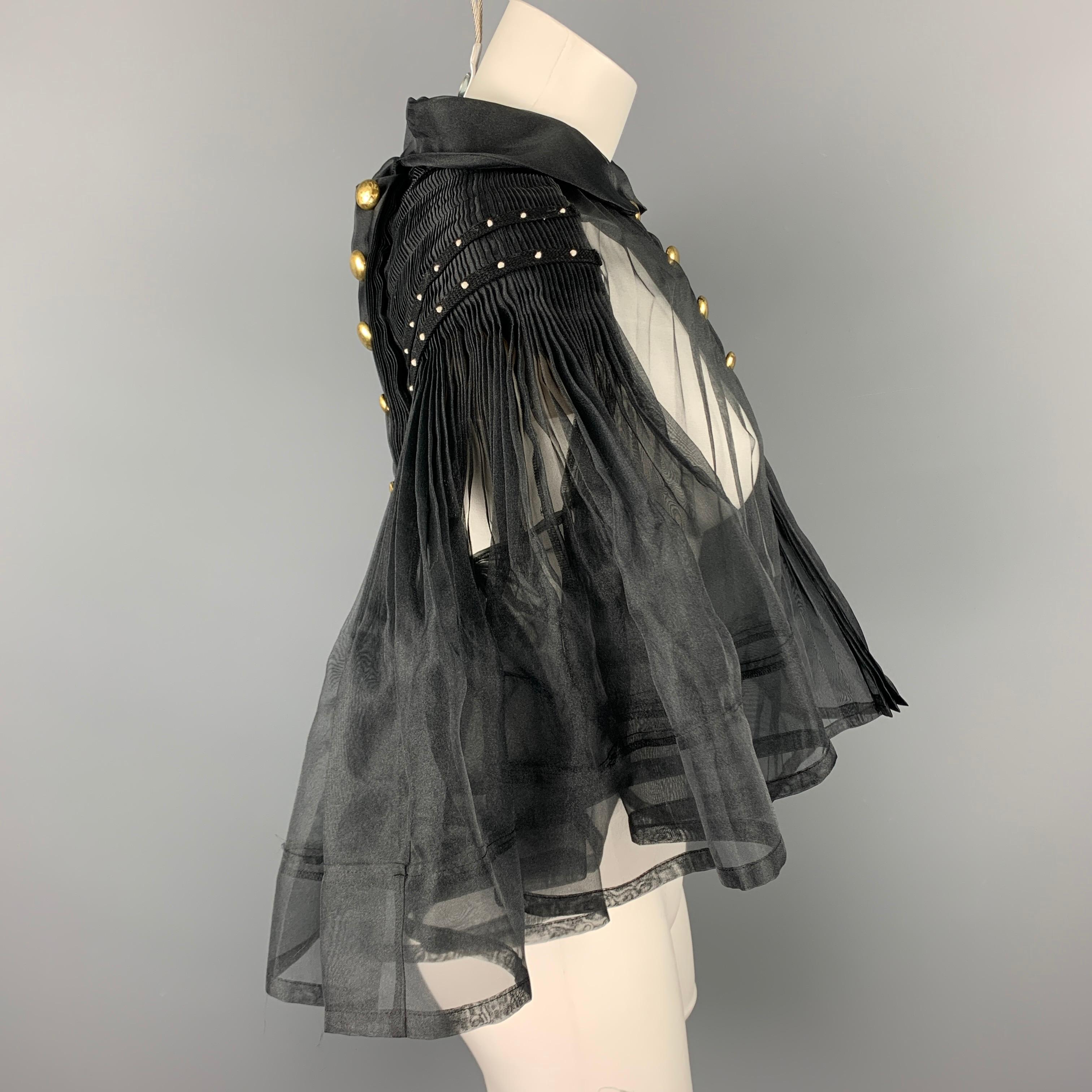 COMME des GARCONS TAO Size M Black Pleated Polyester Cape In Good Condition In San Francisco, CA