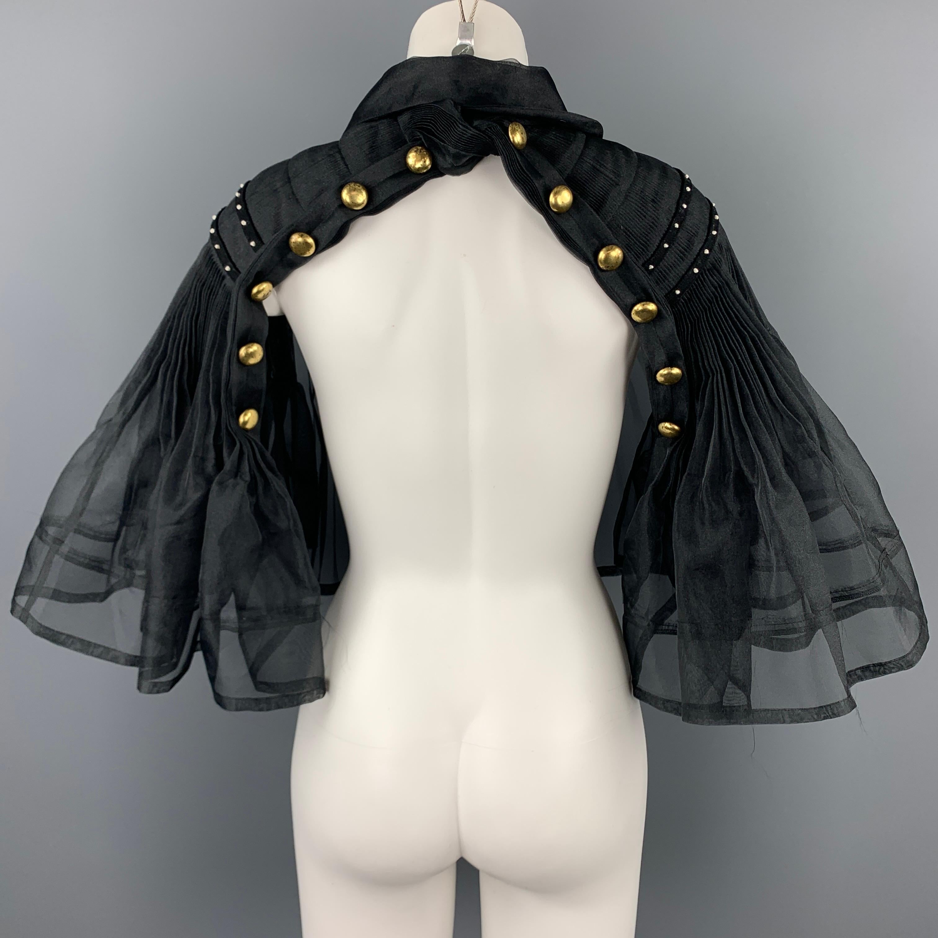 Women's COMME des GARCONS TAO Size M Black Pleated Polyester Cape