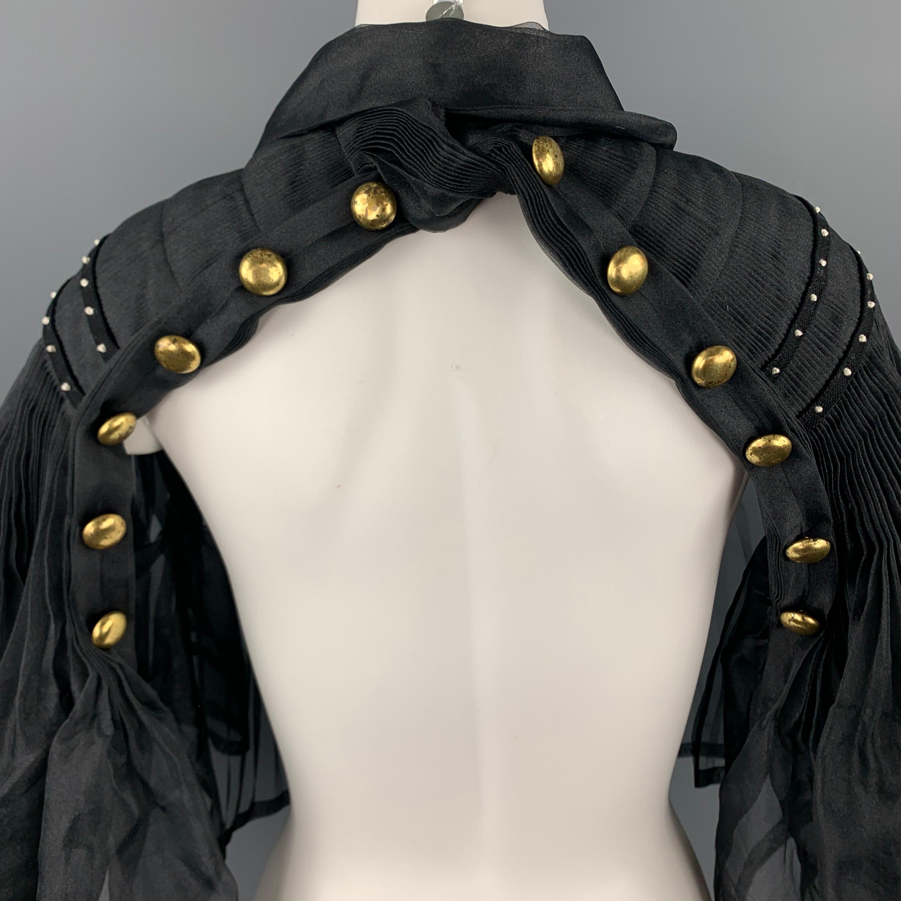 COMME des GARCONS TAO Size M Black Pleated Polyester Cape 1