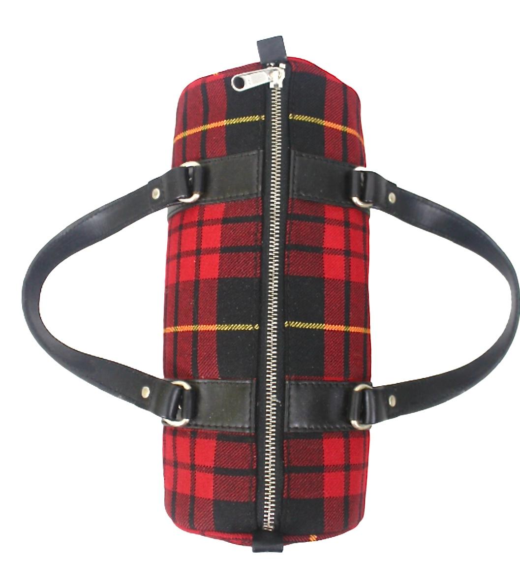 Brown Comme des Garcons Tartan Barrel Bag For Sale