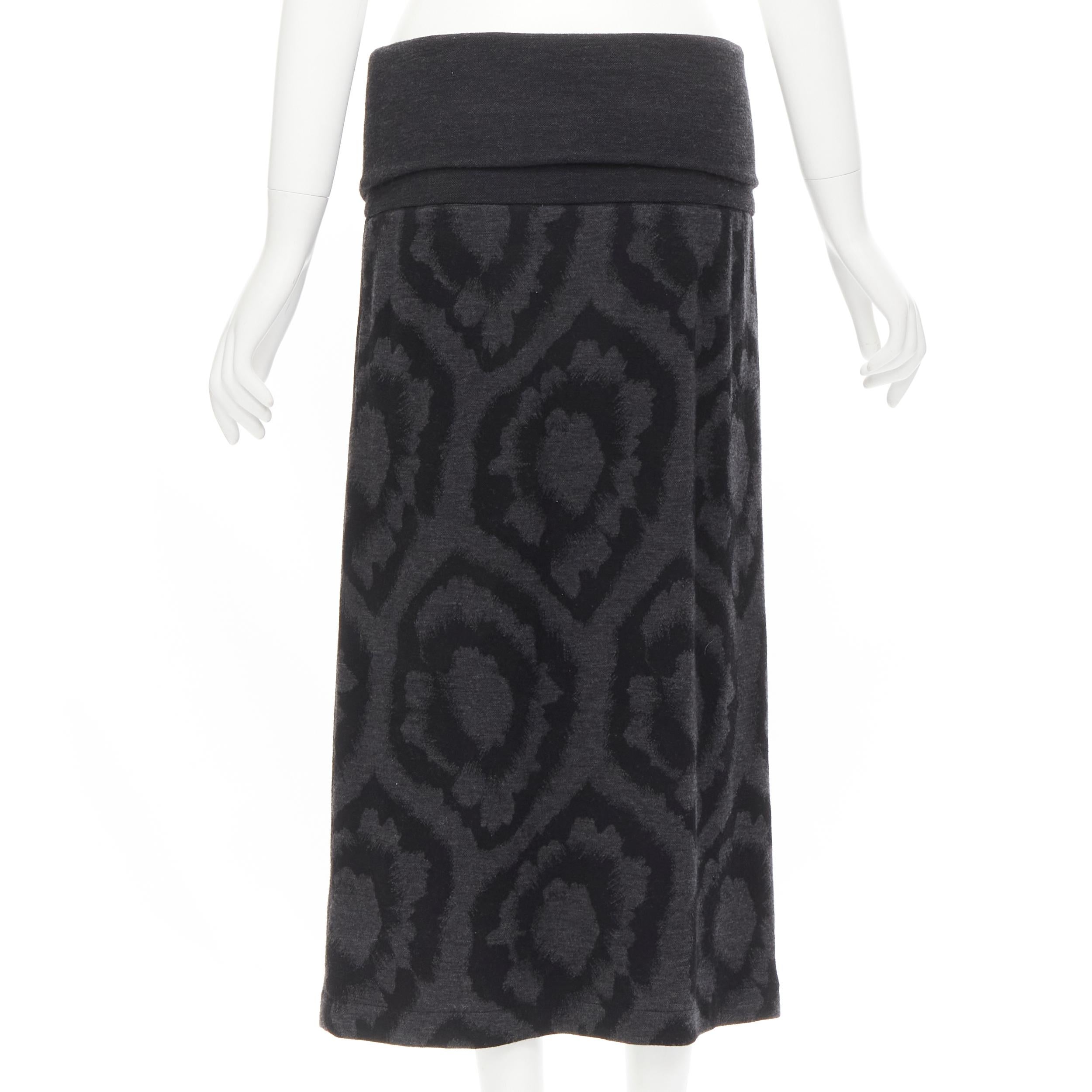 Women's COMME DES GARCONS TRICOT 1980s Vintage grey floral print foldover waist skirt S For Sale