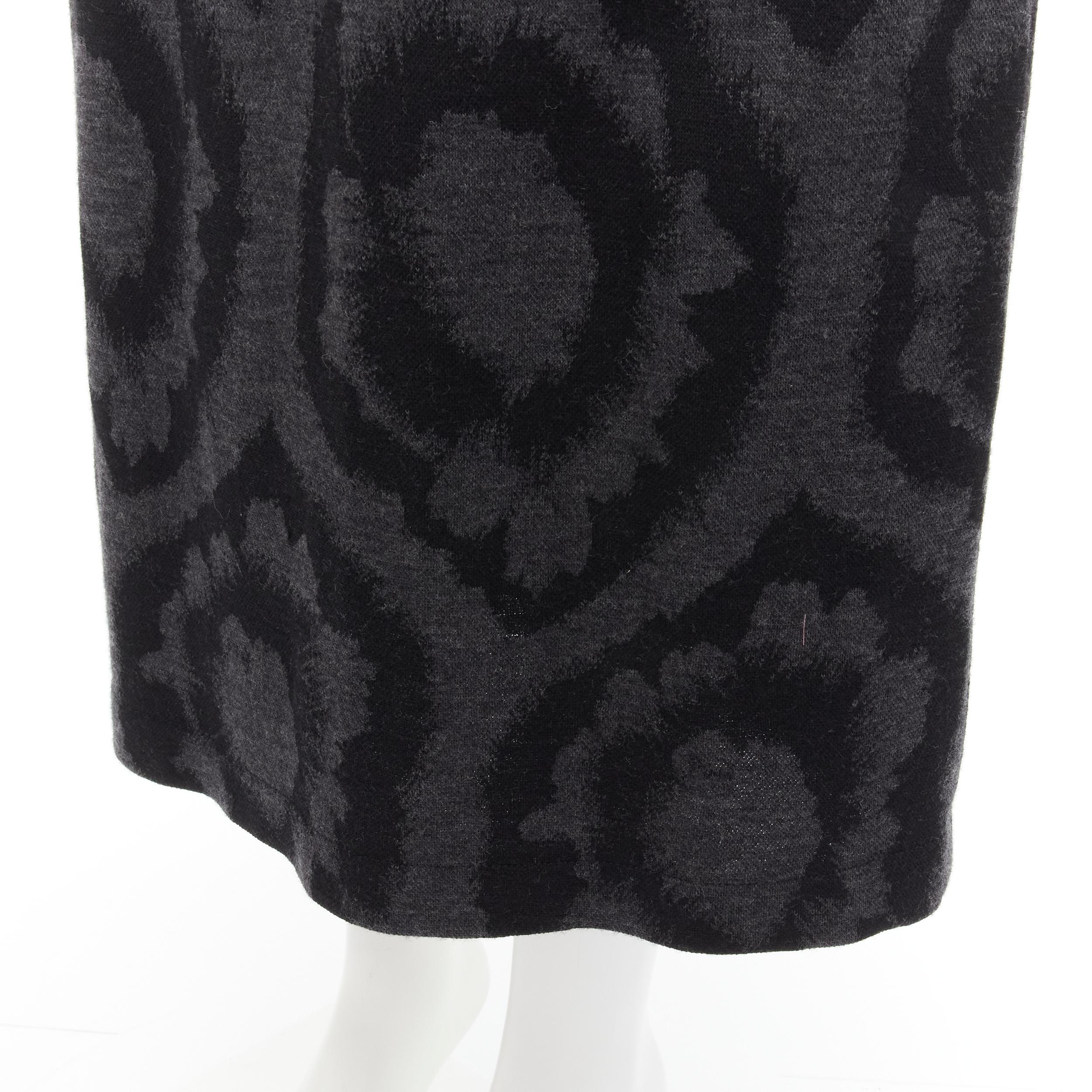 COMME DES GARCONS TRICOT 1980s Vintage grey floral print foldover waist skirt S For Sale 2