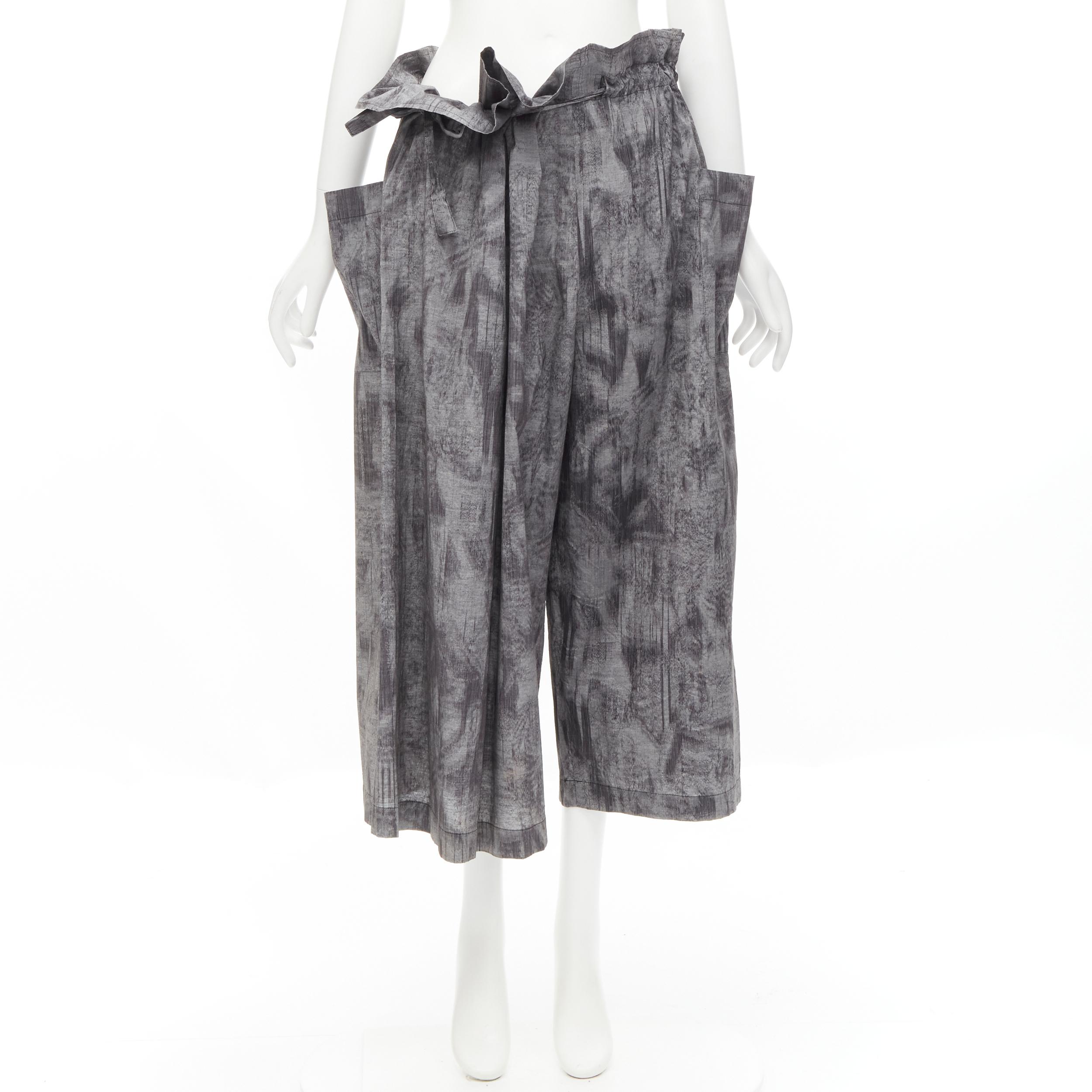 COMME DES GARCONS Tricot 1980s Vintage grey oversized tie waist asymmetric pants For Sale 5