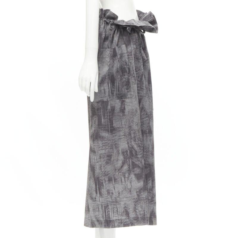 COMME DES GARCONS Tricot 1980s Vintage grey oversized tie waist asymmetric pants In Excellent Condition For Sale In Hong Kong, NT