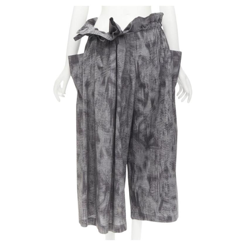 COMME DES GARCONS Tricot 1980s Vintage grey oversized tie waist asymmetric pants For Sale