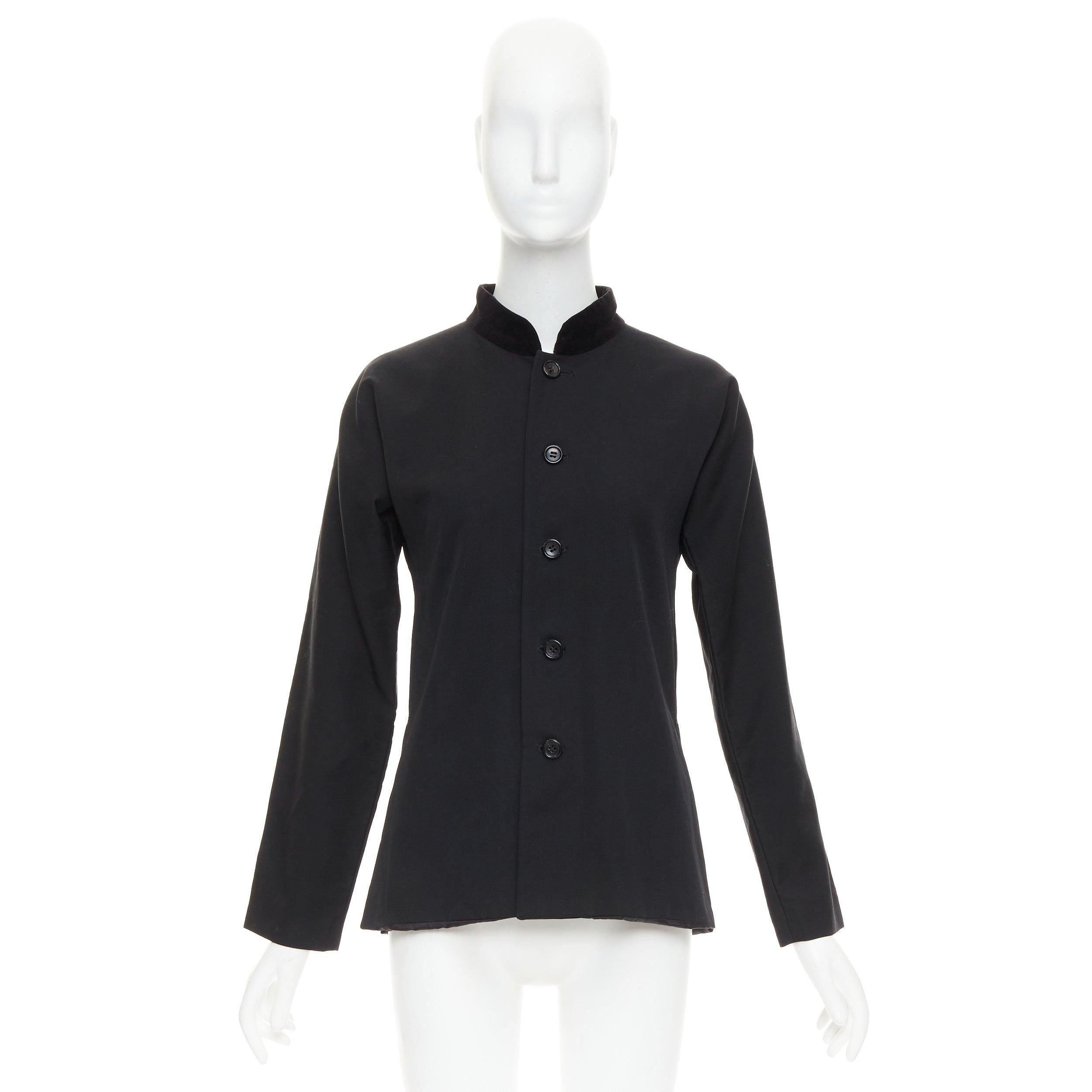COMME DES GARCONS TRICOT 1998 Chaqueta vintage de terciopelo de lana negra con cuello mandarín en venta 5