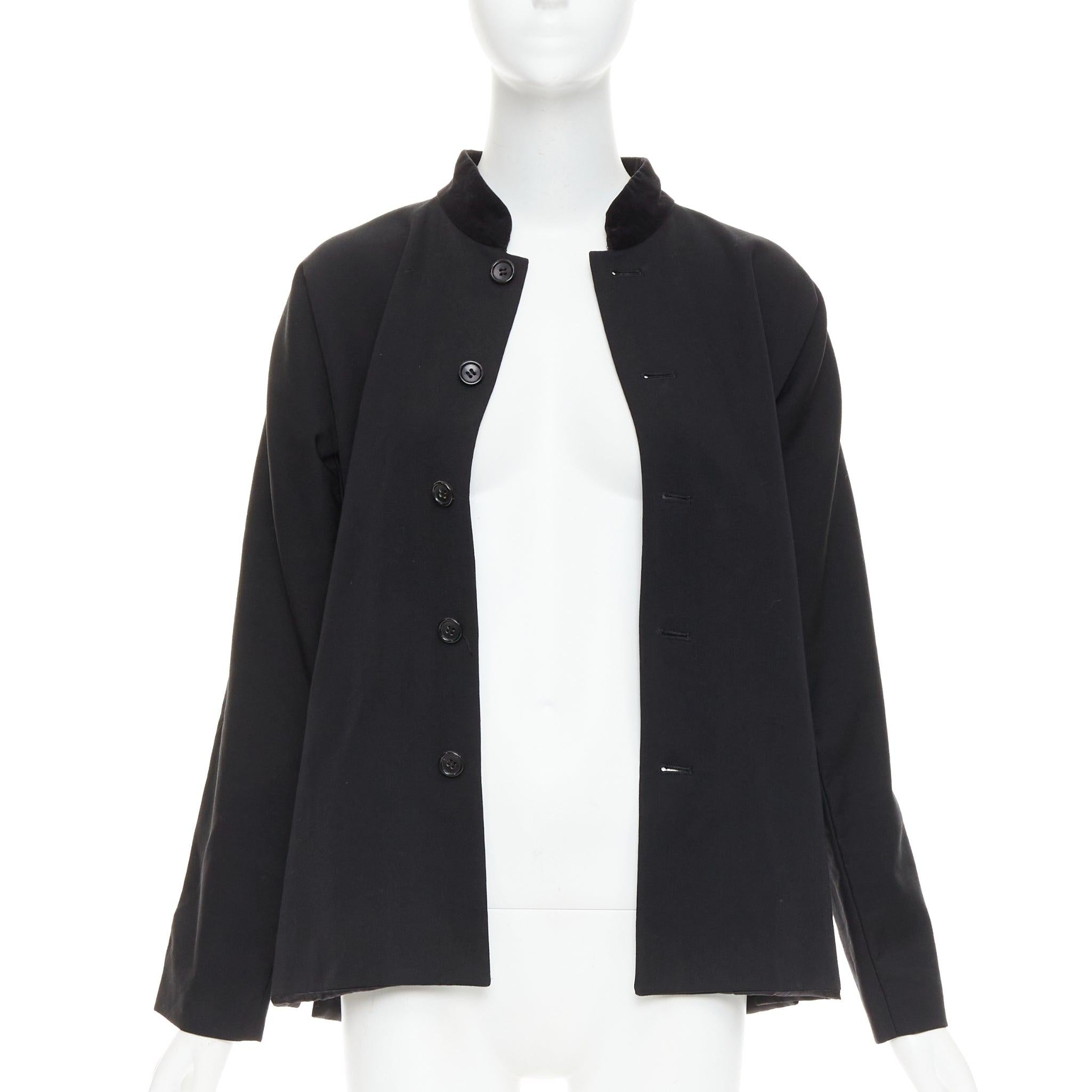 COMME DES GARCONS TRICOT 1998 Chaqueta vintage de terciopelo de lana negra con cuello mandarín Negro en venta