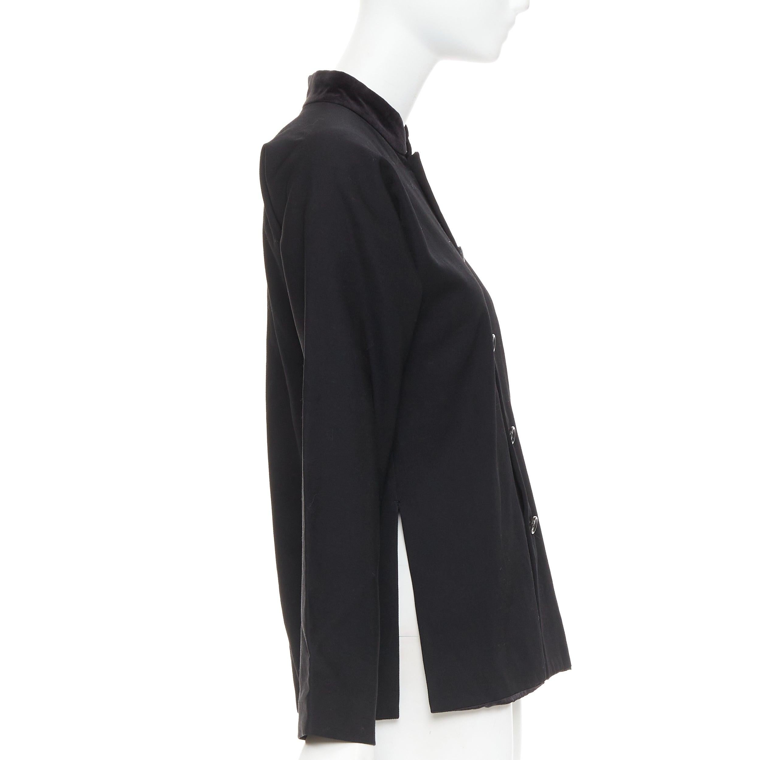 De las mujeres COMME DES GARCONS TRICOT 1998 Chaqueta vintage de terciopelo de lana negra con cuello mandarín en venta