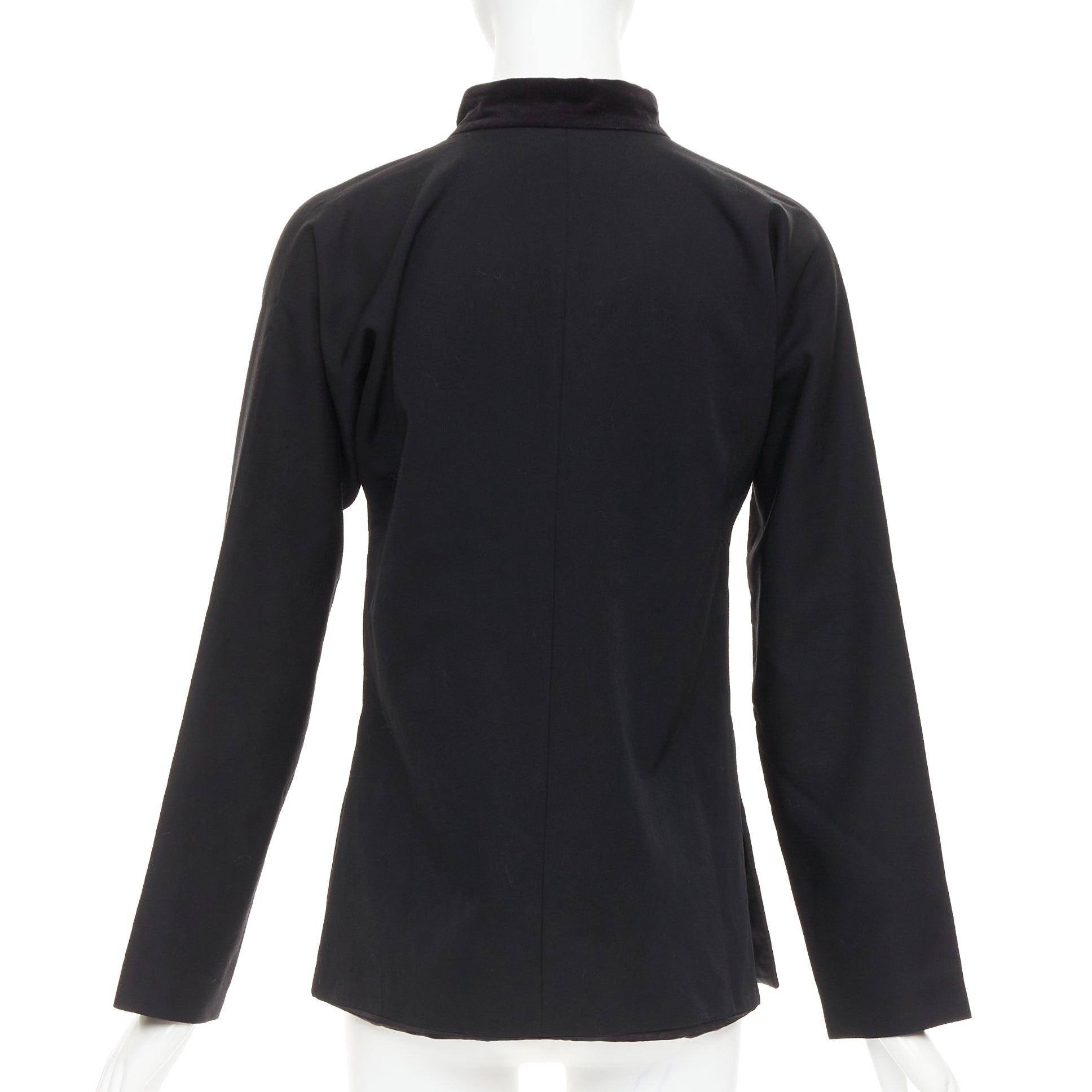 COMME DES GARCONS TRICOT 1998 Chaqueta vintage de terciopelo de lana negra con cuello mandarín en venta 1