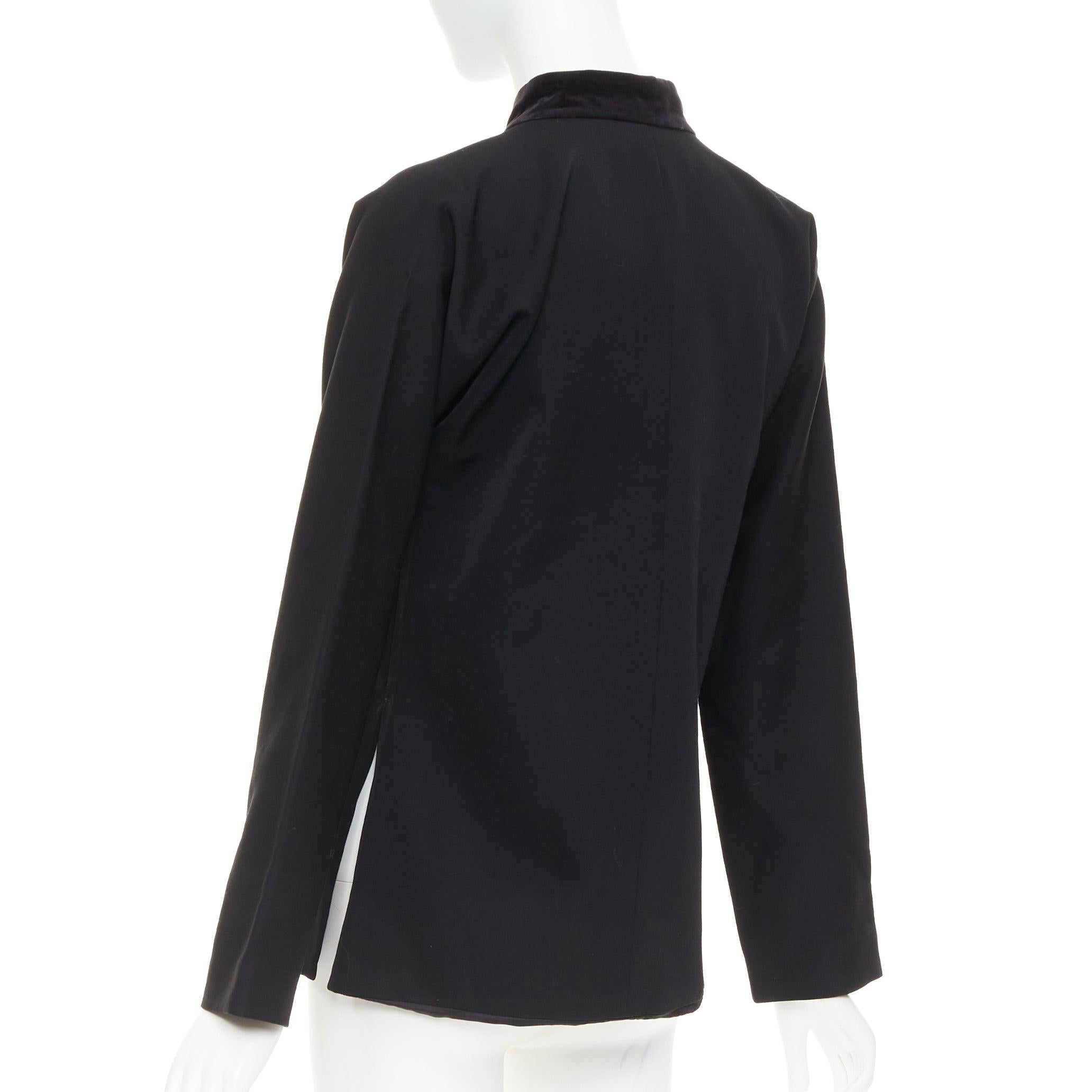 COMME DES GARCONS TRICOT 1998 Chaqueta vintage de terciopelo de lana negra con cuello mandarín en venta 2