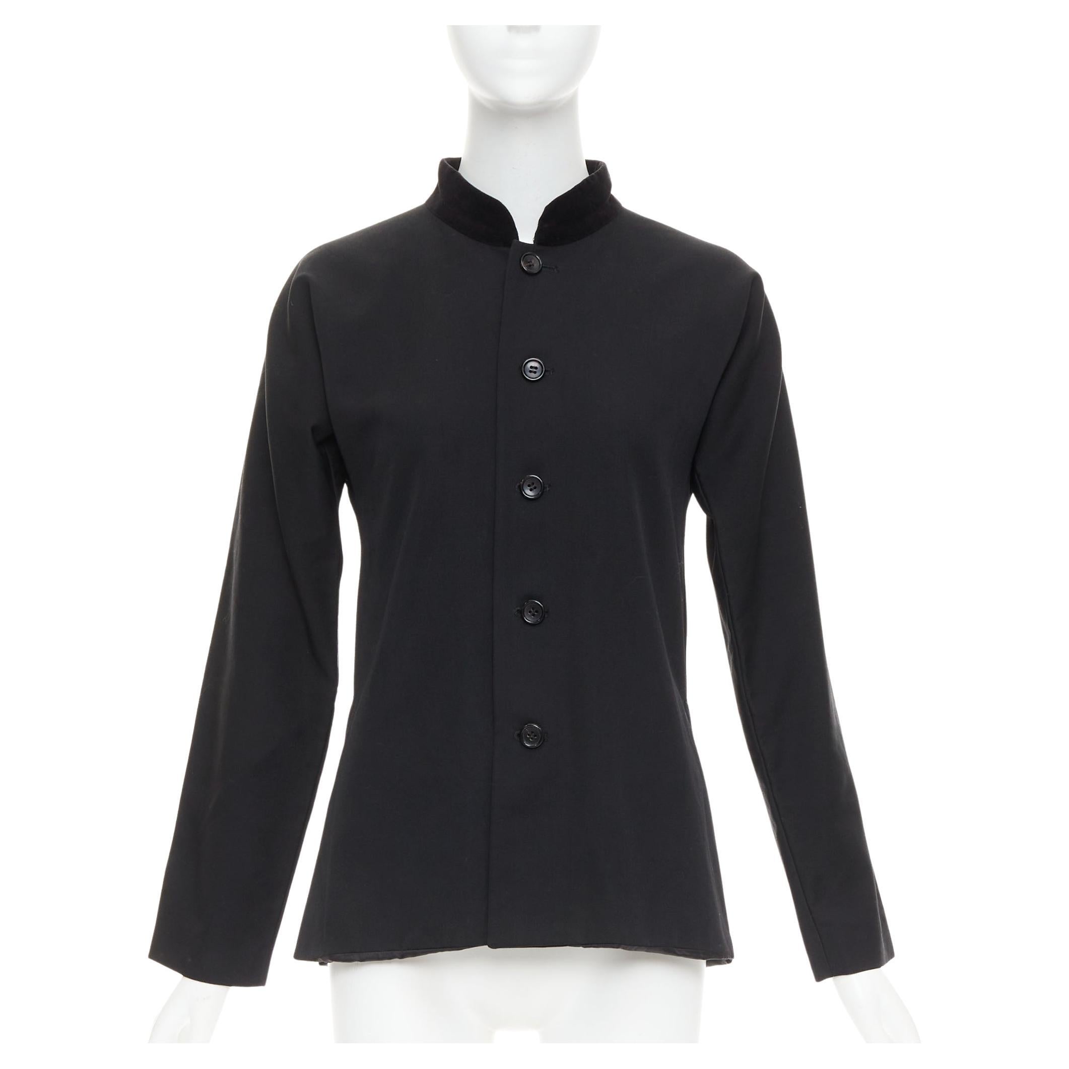COMME DES GARCONS TRICOT 1998 Chaqueta vintage de terciopelo de lana negra con cuello mandarín en venta