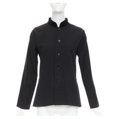 COMME DES GARCONS TRICOT 1998 Chaqueta vintage de terciopelo de lana negra con cuello mandarín