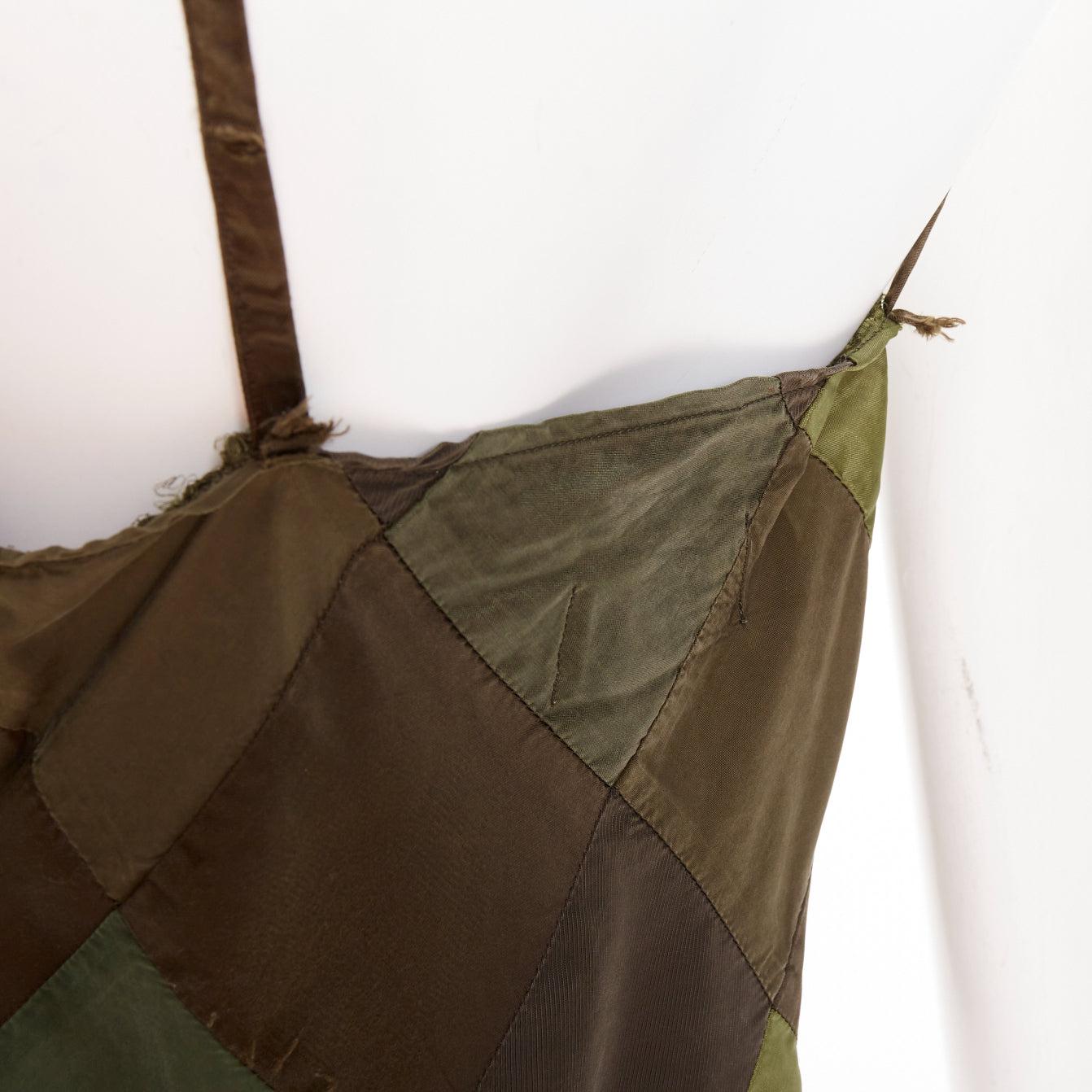 COMME DES GARCONS TRICOT 2003 green camo grid patchwork camisole tank top S For Sale 2