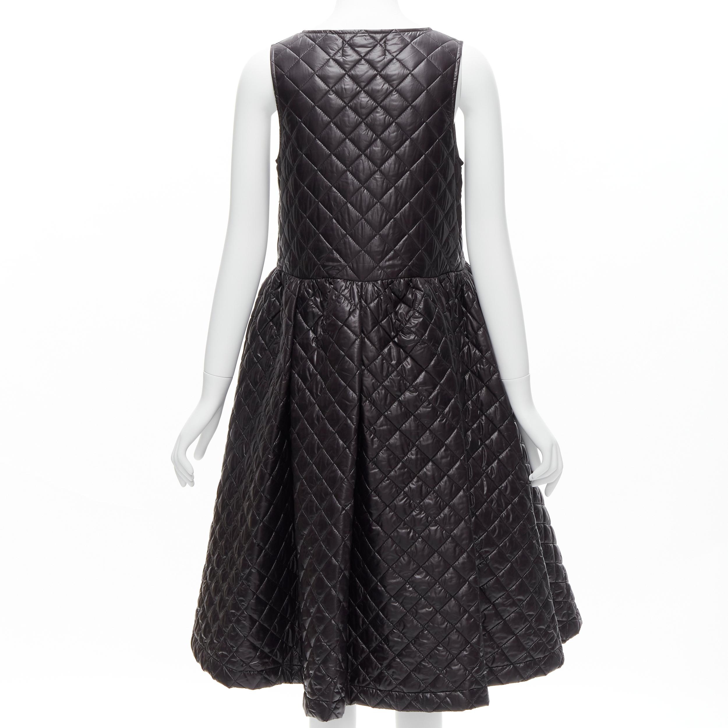 Women's COMME DES GARCONS TRICOT 2014 black quilted nylon voluminous mou mou dress S